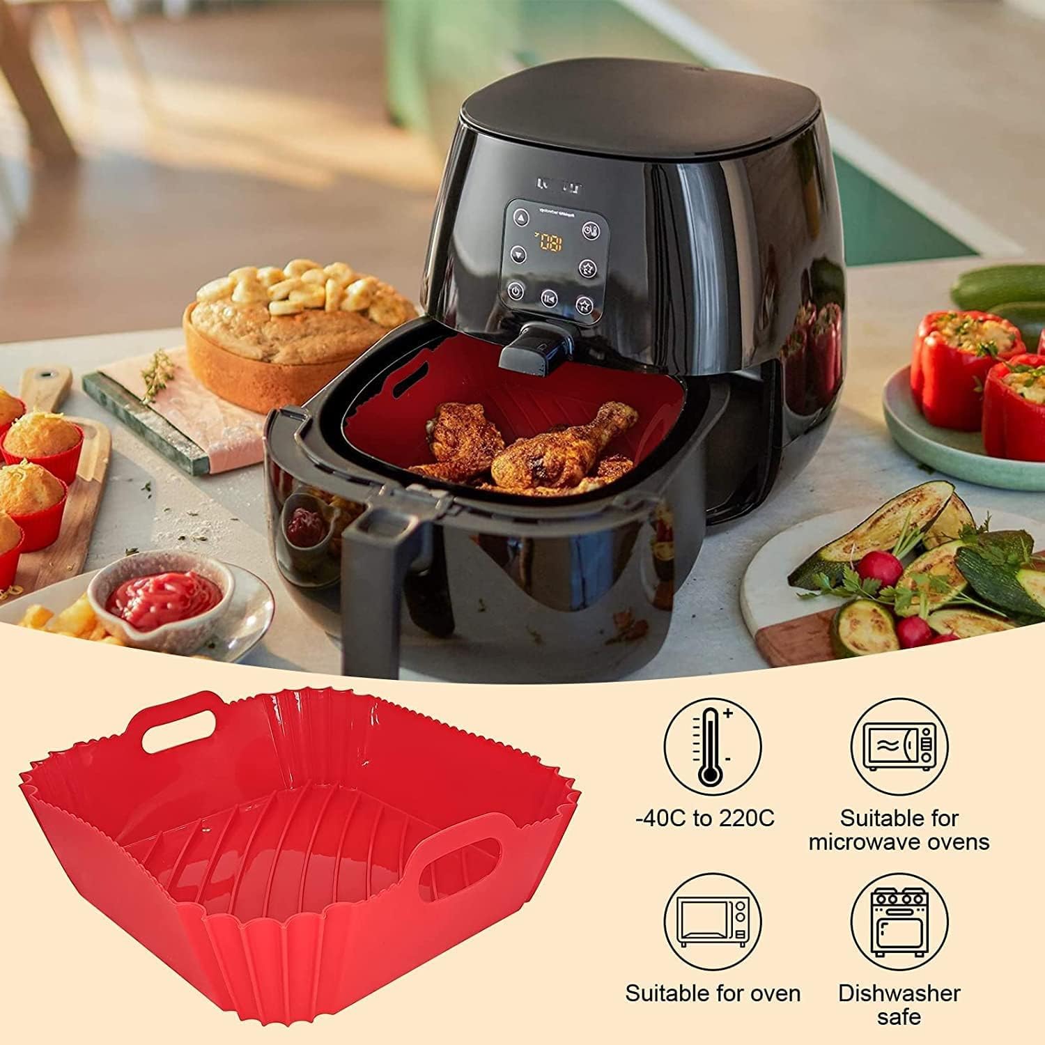 ZENSUKYE Air Fryer Liners - 3 Pack, Easy Cleanup -4 ZENSUKYE Air Fryer Liners - 3 Pack, Easy Cleanup -4
