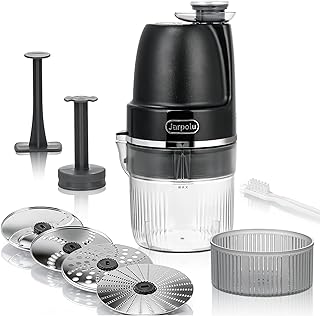 4 in 1 Electric Cheese Grater, Multifunctional Food Processing Machine, Labor-Saving Potato Shredder, Home Kitchen Vegetables Chopper, Suitable for Spice Veggies Fruits Nuts Biscuit, Black