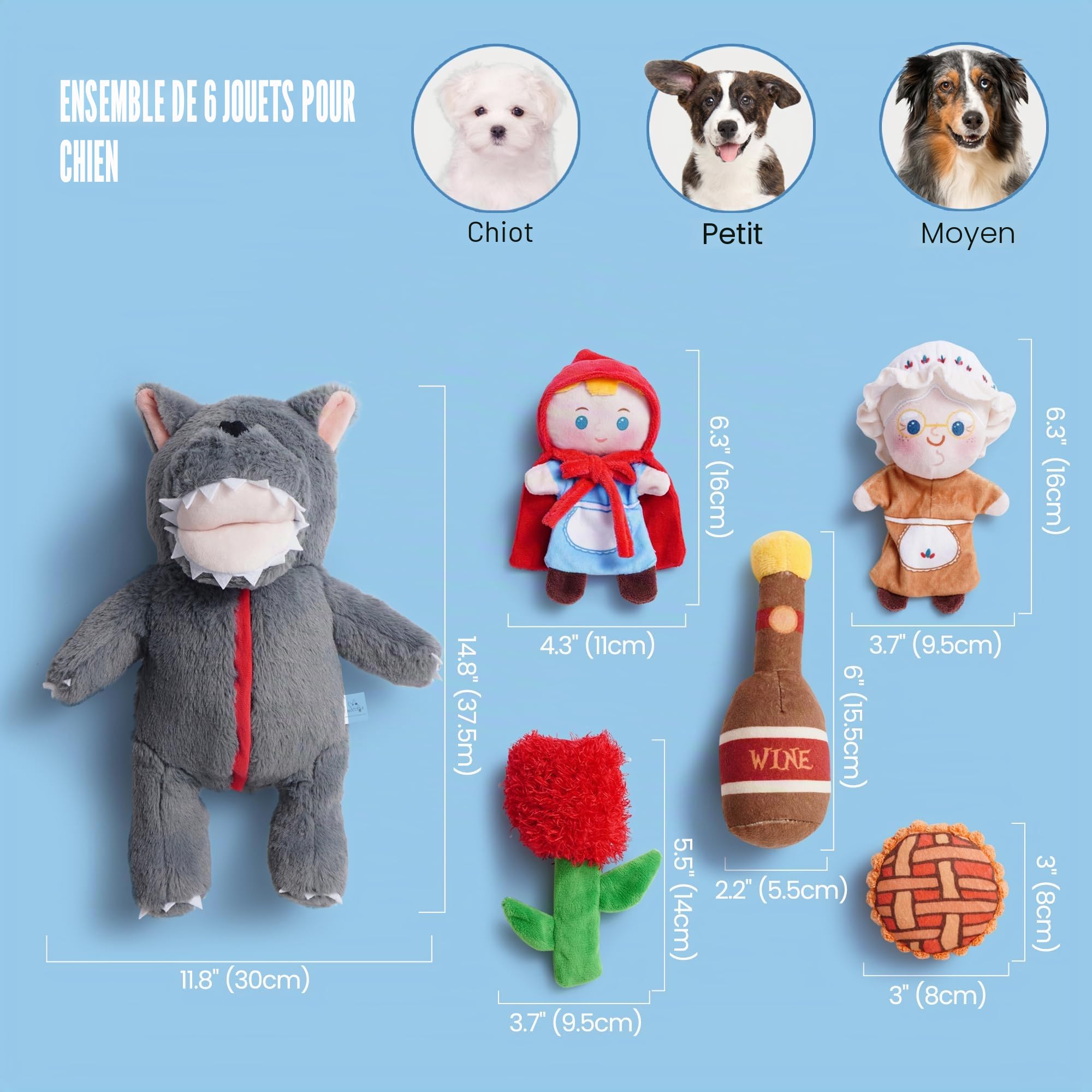 Nocciola 6 en 1 Jouet Chien Indestructible avec Couineur pour Chien | Jouet Chien Occupation pour jeu de cache-cache, Enrichissement, Anti Stress de Chiens, Parfait pour Multi-chiens