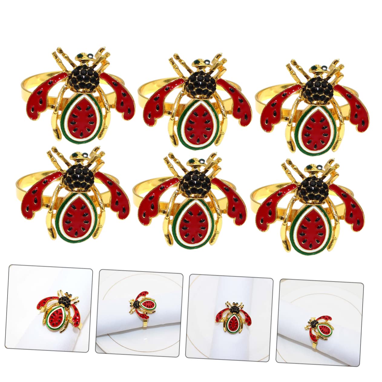 Alipis 12stücke Teiliges Dekorative Serviettenringe Wassermelonendesign Und Bienenmotiv Für Hochzeiten Partys Und Tischdekorationen