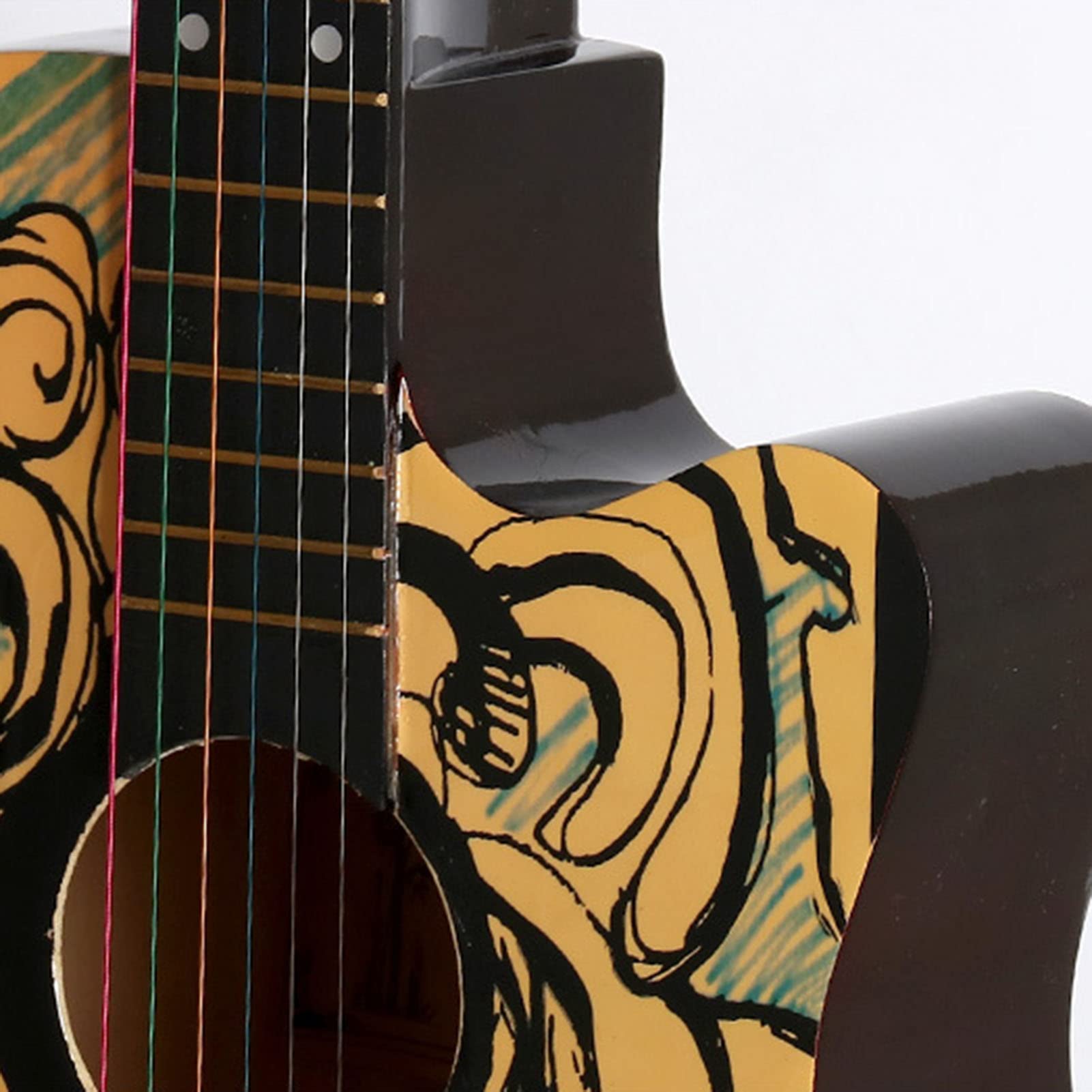 38-Zoll-Akustikgitarre Mit Graffiti-Muster, Hochdichtes Griffbrett Für Präzise Intonation – Geeignet Für Anfänger