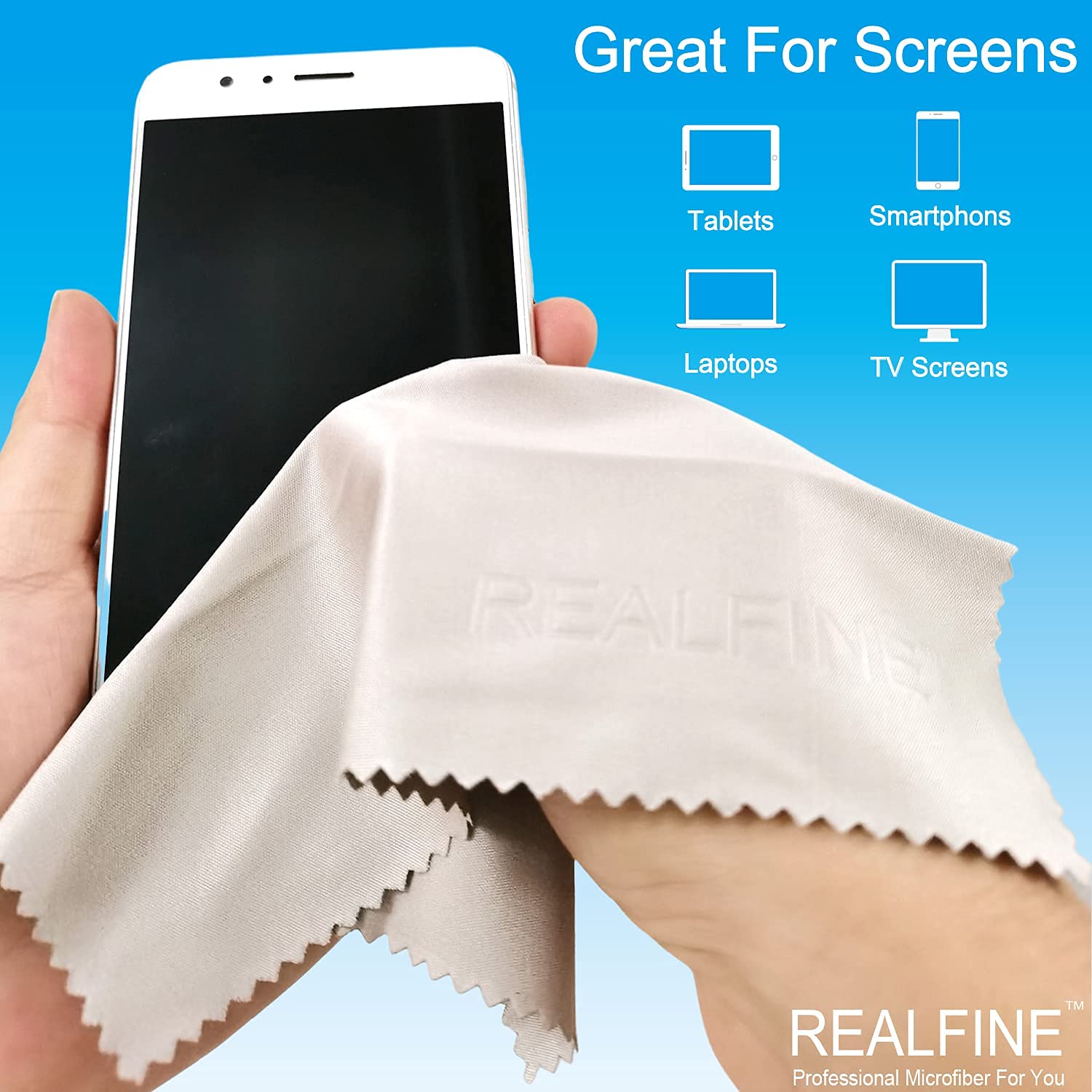 Paños de limpieza de microfibra, paquete de 6 con bolsas reutilizables, paño antiarañazos para lentes, pantallas y cámaras, limpieza segura premium con almacenamiento individual