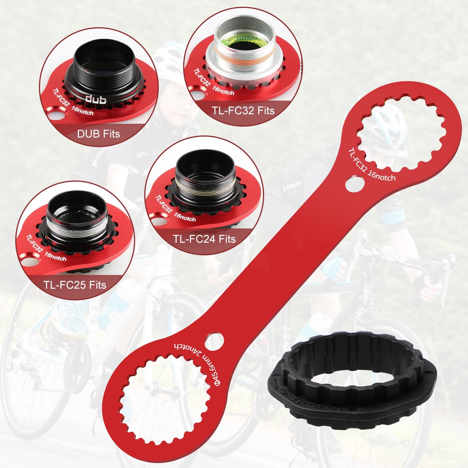 Snowtain Outil Centerlock   Clé à Vis BB Rouge   Clé De Pédalier De Vélo   Outil De Pédalier   Pour Dub/Tl Fc32/Tl Fc25/Tl Fc24, Pour Réparation De Vélo