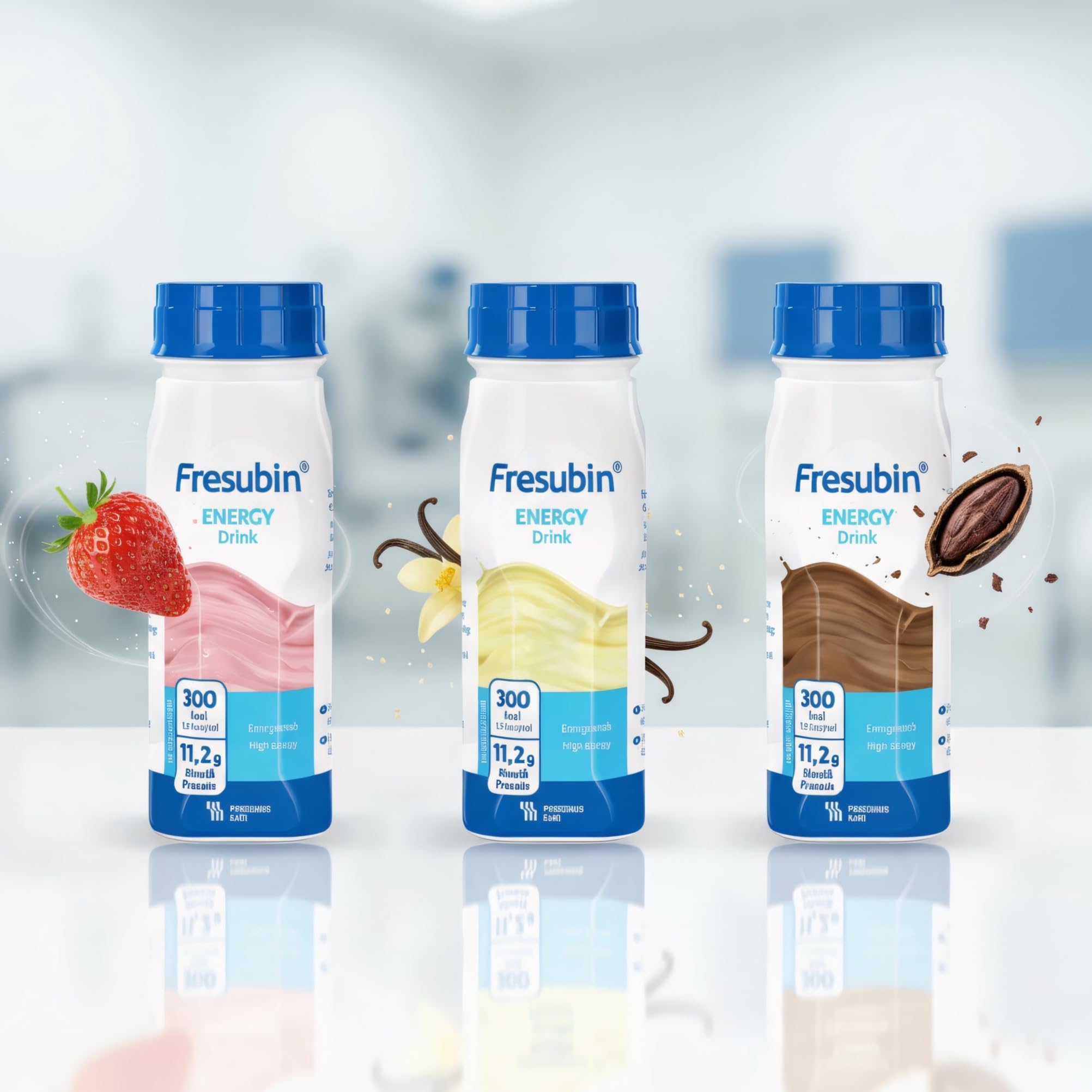 Fresubin Energy Drink, Medizinische Trinknahrung, Vanille, Schokolade und Erdbeere, Best of 3 Sorten