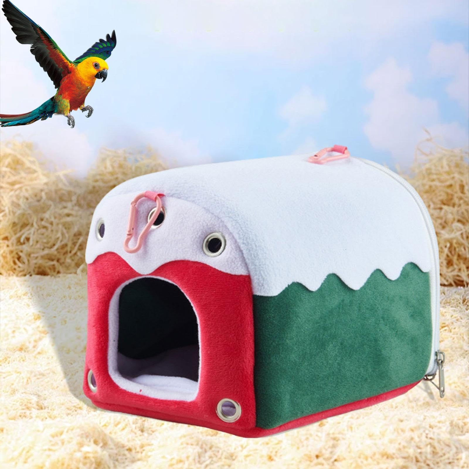 F Fityle Nido cálido de Invierno para Loros, Refugio contra el Viento, Accesorios para Jaula, caseta de Invierno para pájaros pequeños, cálida para