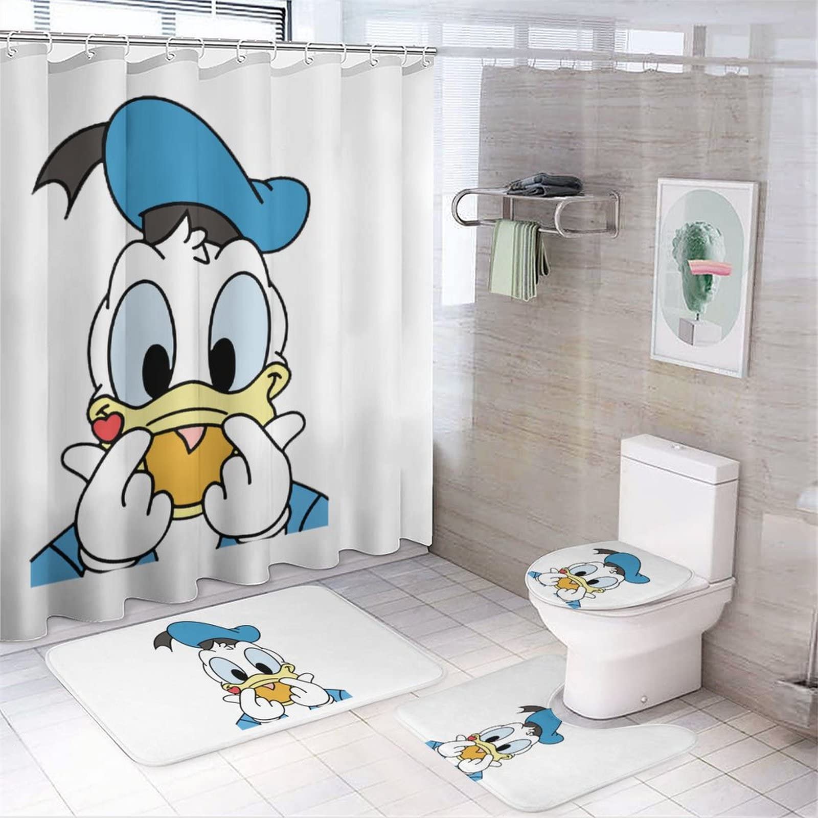 Amazon｜ドナルドダック シャワーカーテン お風呂カーテン 防カビ