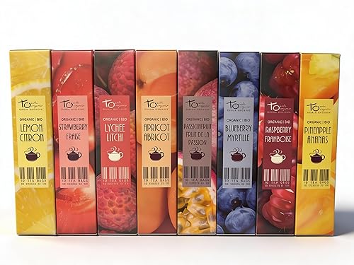 Harmony Tea Collection - 80 bolsas de té | 8 sabores | Té verde lima, té verde de uva, té verde de limón, té blanco de albaricoque, té blanco de