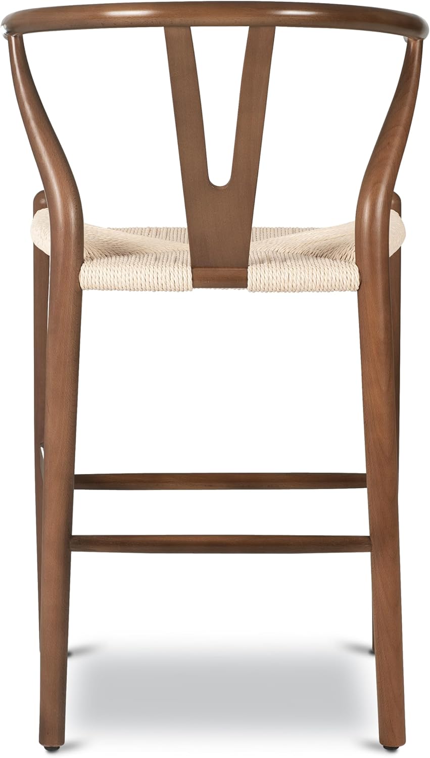 Poly & BARK Weave Counter Stool, 23” Height – Walnut Beech Wood Frame with Rope Woven Seat, Fully Assembled