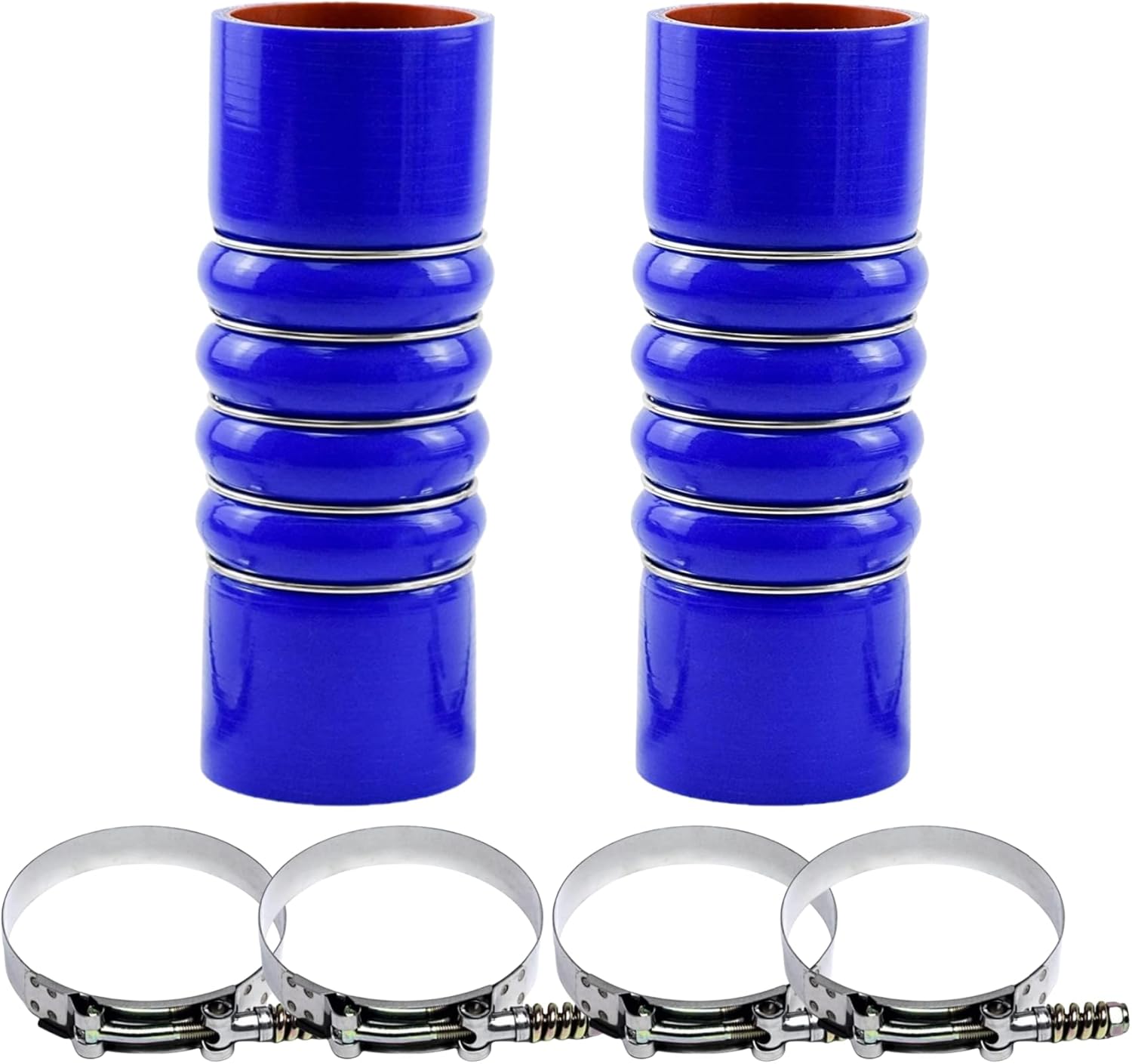 Silicone Upper Radiator Coolant Hose With Clamps 2.5" ID F50-6308 28359 for PACCAR Peterbilt Kenworth Replacement (2)