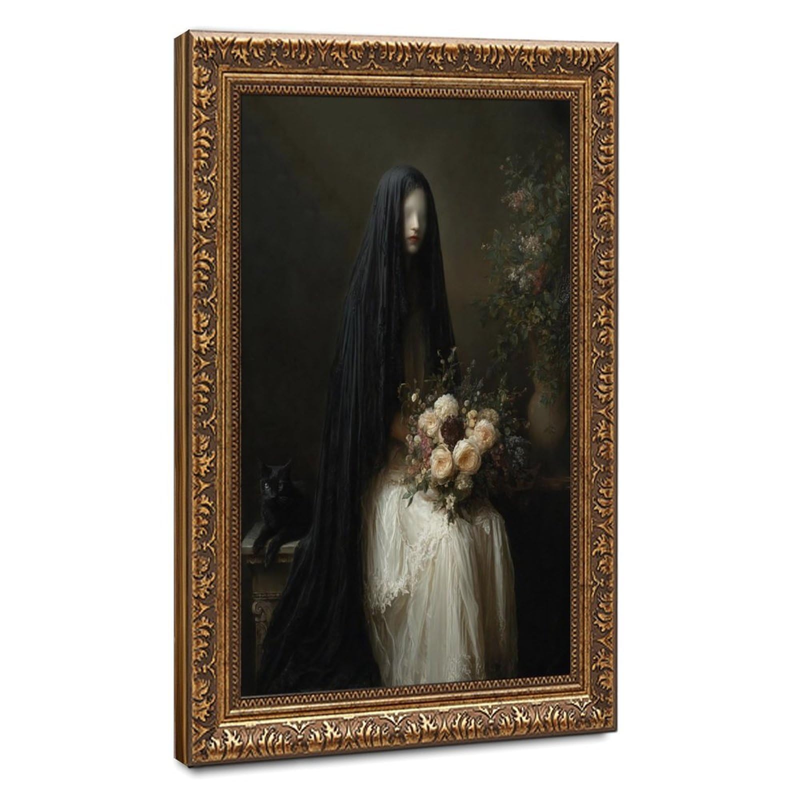 Bareronor Bronze Gothic Mourning Portrait Canvas Poster Bedroom Decor Landscape Office Room Decor Gift 24" L X 36" W