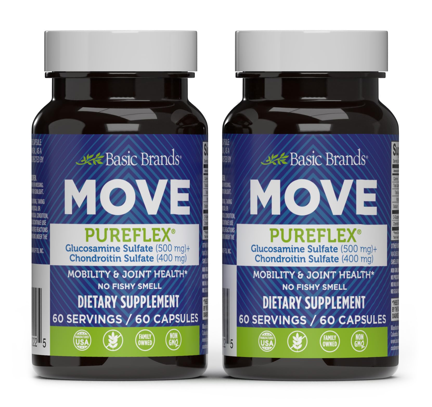 Move Pureflex Glucosamine Chondroitin - Joint Support Supplement for Flexibility & Mobility - 60 Capsules - 2-Pack