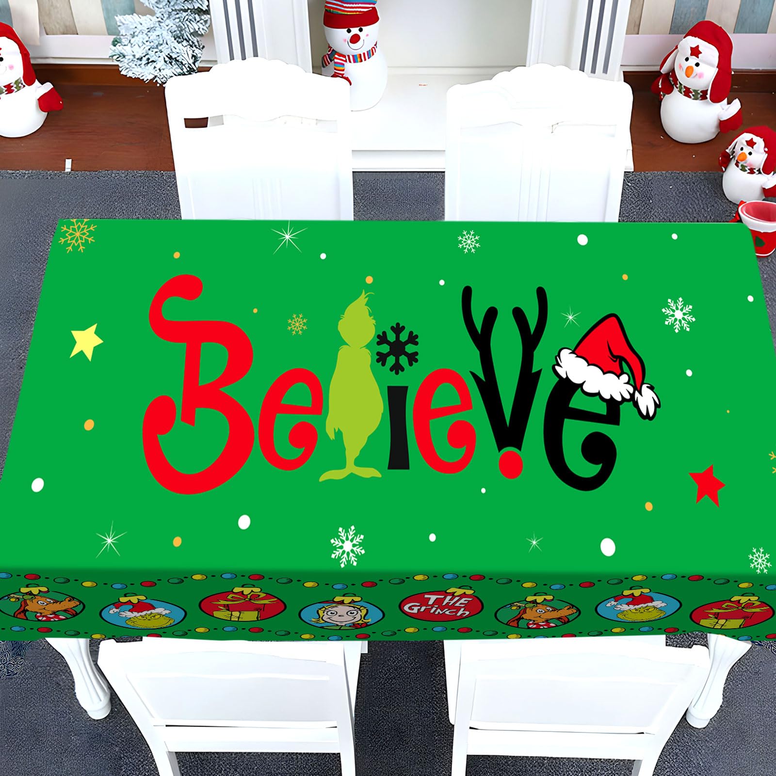 Grinch Weihnachten Tischdecke – 152x213 Cm, Polyester, Waschbar, Für Festtafel & Deko