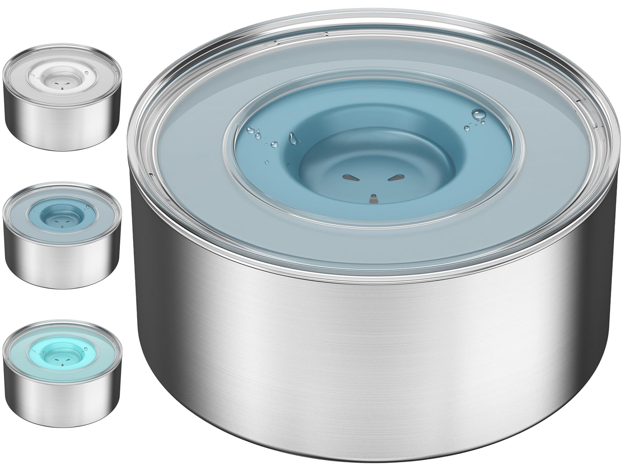 Photo 1 of 1Gallon Slobber Stopper Water Bowl for Dogs, US Patented Splash-Proof Paws Lid, 18/8 Stainless Steel, Anti-Slip Base, No Spill for Messy Large Medium Dogs, Ear Protection for Floppy-Eared Breeds