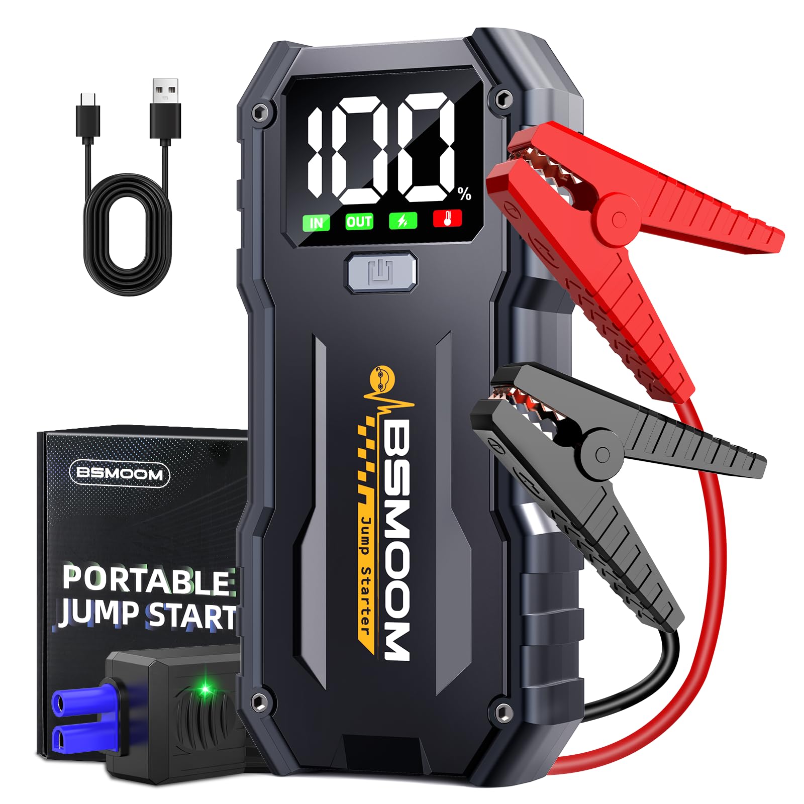 BSMOOM 5000A Car Jump Starter Battery Pack (up to 10.0L Gas and 8.0L Diesel Engine), 12V Portable Car Battery Booster with 2.7
