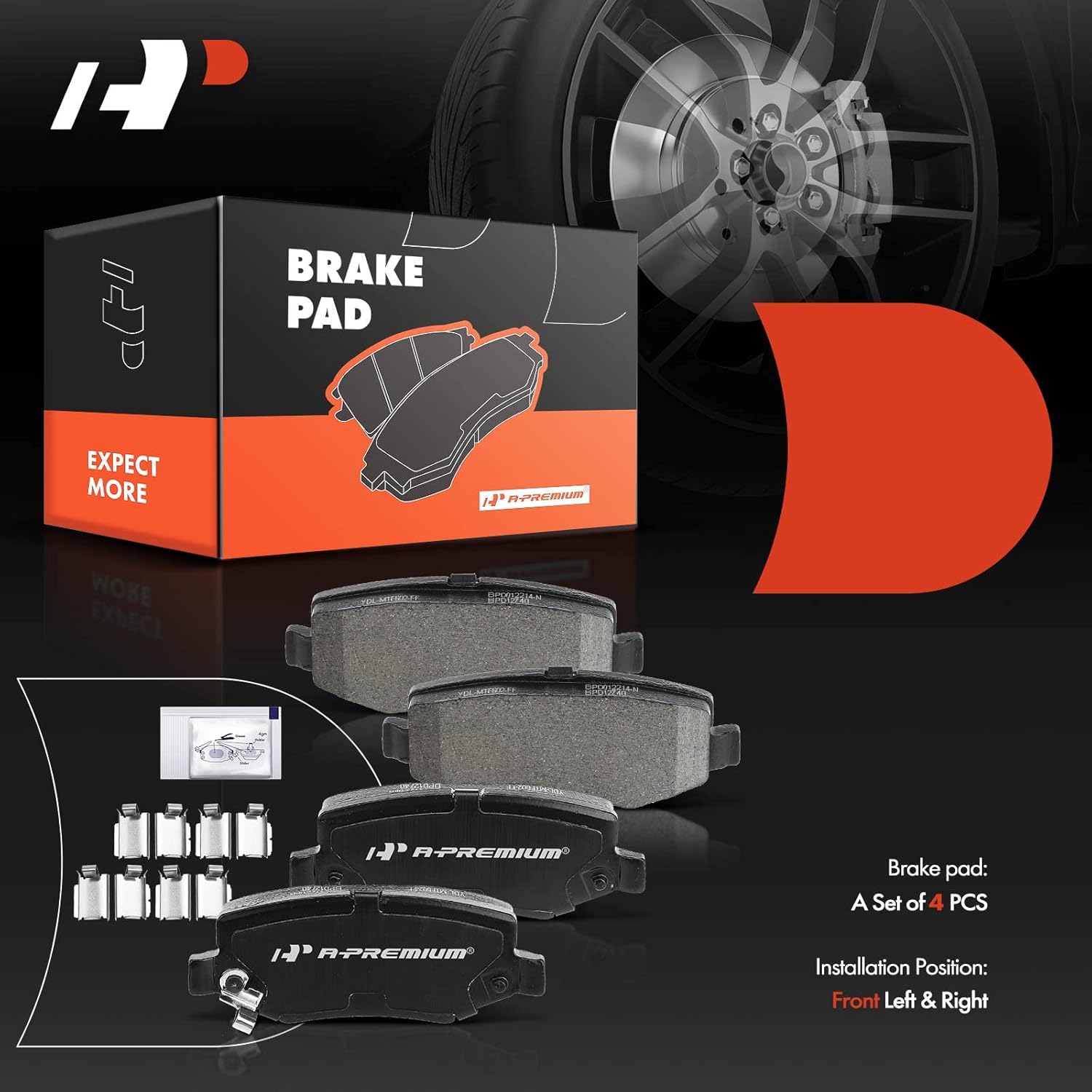 A-Premium Rear Ceramic Brake Pads Set Compatible with Dodge and Jeep Models - Nitro 2007-2011, Liberty 2008-2012, Wrangler 2007-2017, Wrangler JK 2018, with Hardware, 4-Pack