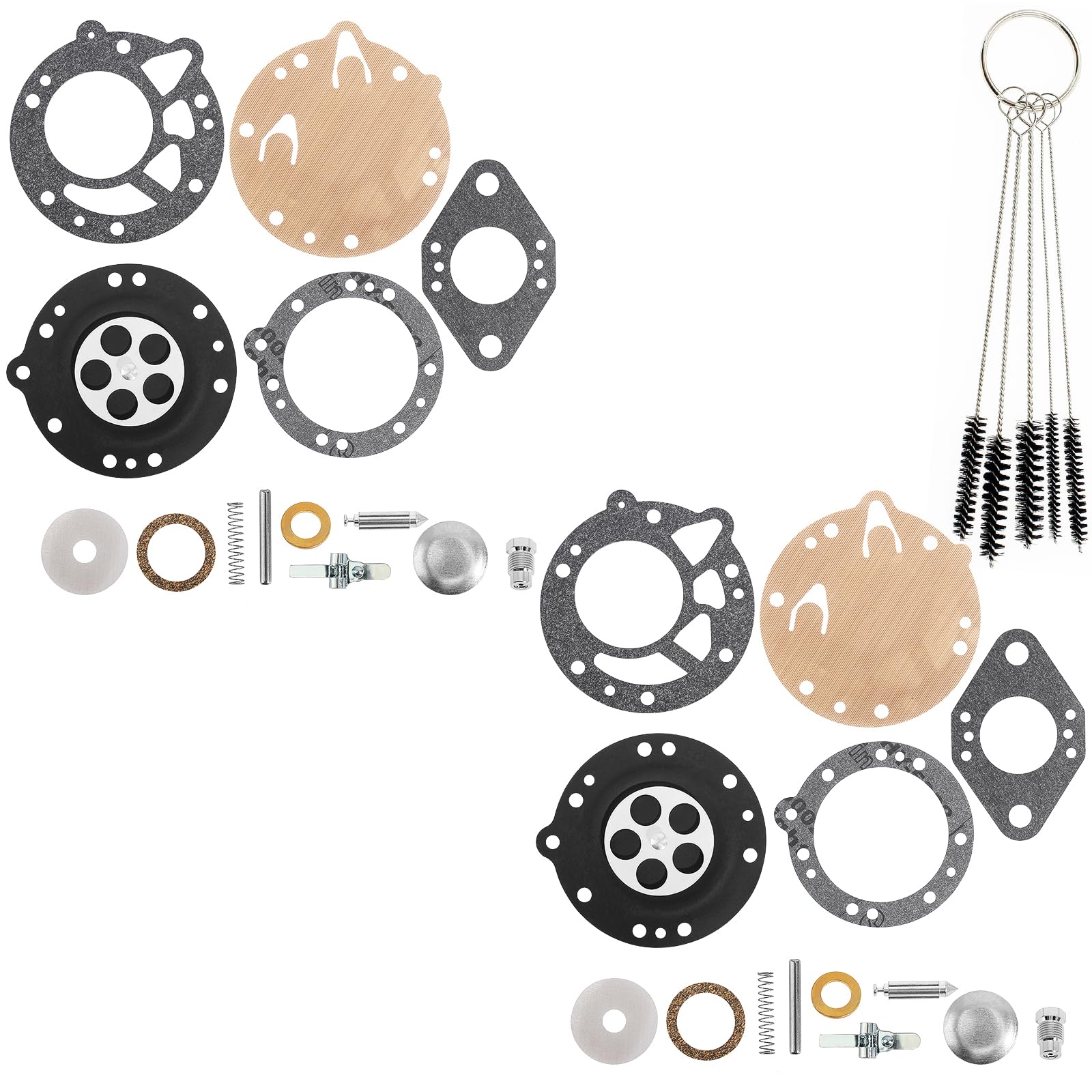 QAZAKY Pack of 2 Carburetor Rebuild Kit Compatible with Zama RB-42 LA-S6 LA-S6A LA-S7 LA-S7A LA-S8 LA-S8A LB-S9 LB-S9A 08 08S 08SE 08SEQ 070 090 TS350 TS360 AVS Chainsaw Tillotson HL-293 HL-314 HL-323
