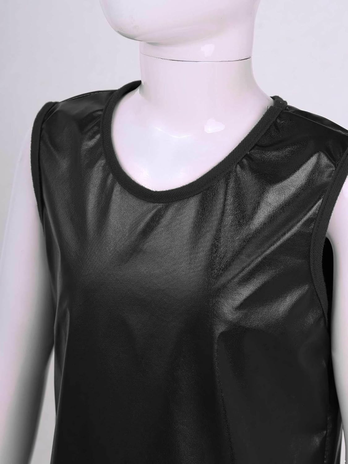 Loyan Kids Girls Shiny Metallic Sleeveless Vest Dancewear Toddler Mock Neck Crop Top Workout for Sport Wear