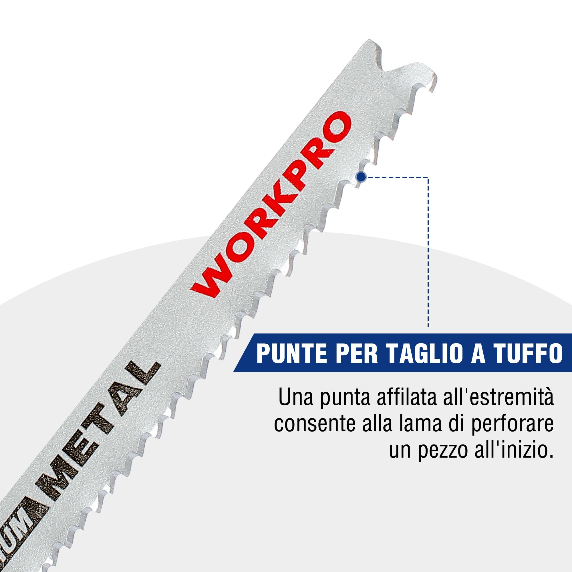 WORKPRO Set di Lame per Seghetto Alternativo 25 Pezzi per Taglio Legno e Metallo, Compatibile con Maggior Parte delle Marche