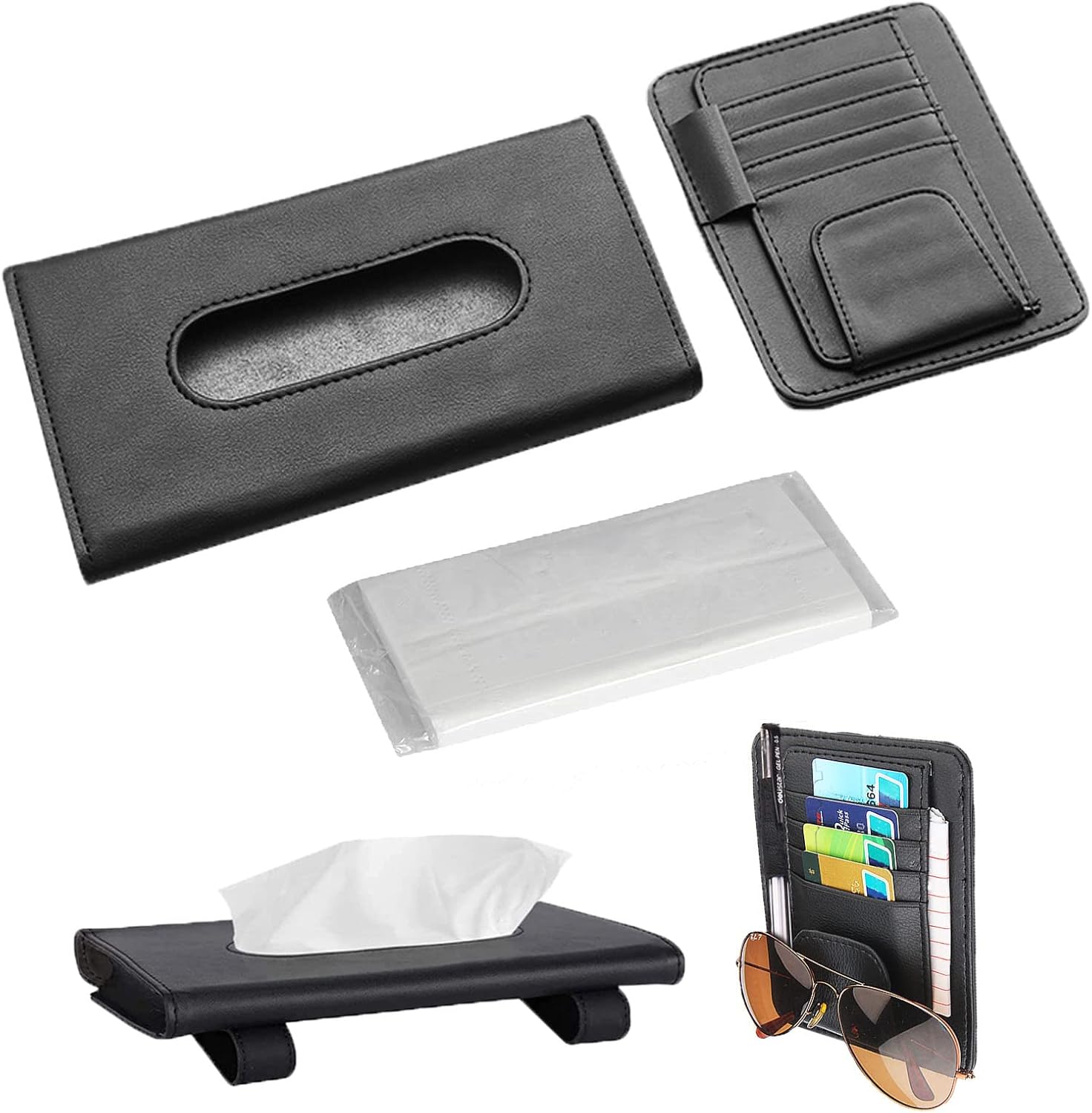 Juformin Sun Visor Napkin Holder, Car Visor Tissue Holder, Holder Sun