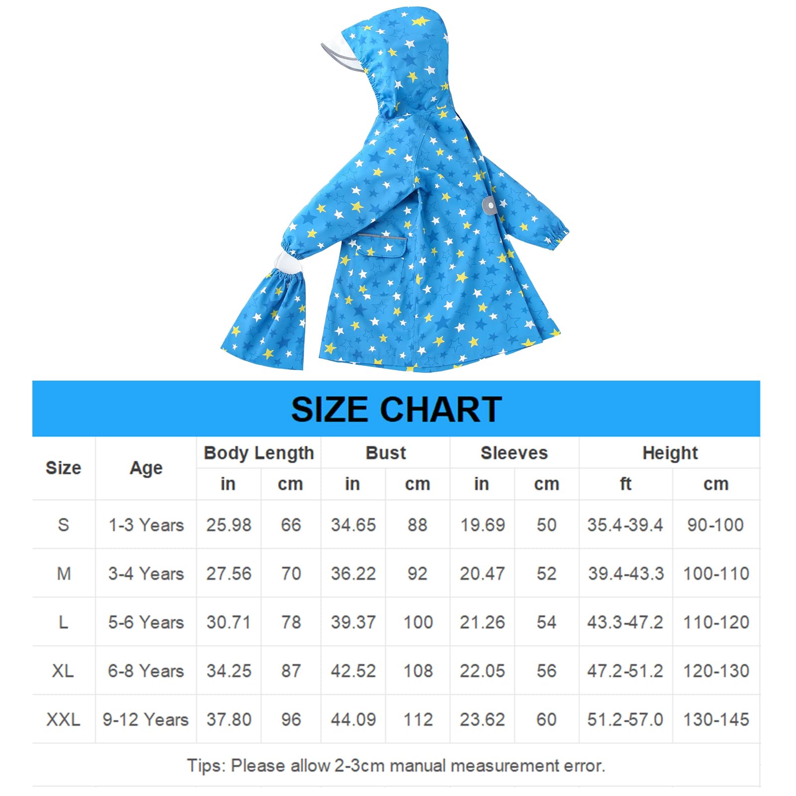Impermeabile Bambini Tuta Pioggia Bambina Antipioggia con Cappuccio Impermeabili Ragazzi Ragazze Giacche da Pioggia Bambino Poncho Antipioggia Design Completamente Stampato