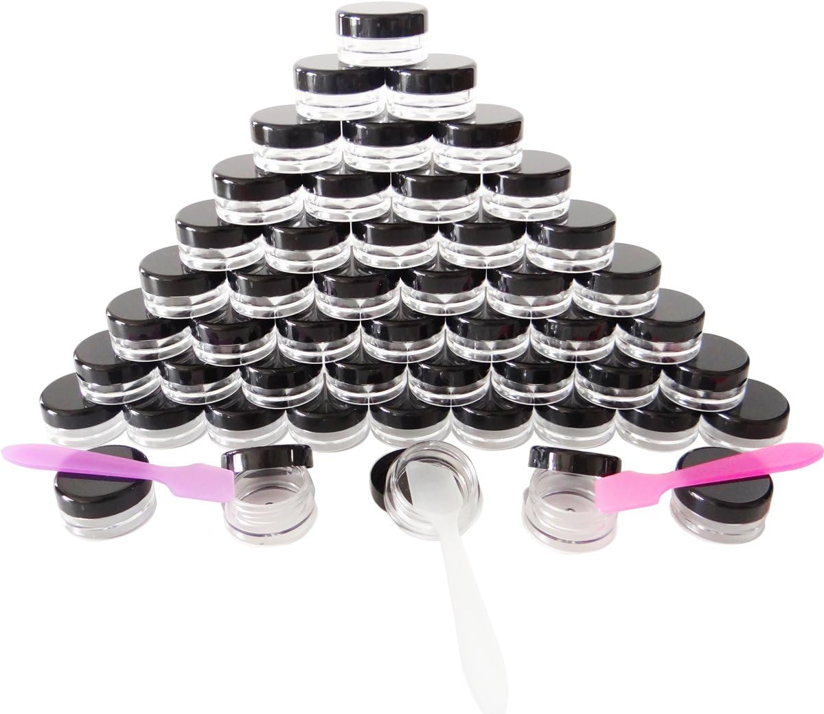 50pcs 5g/5ml Empty Clear Round Makeup Jars, BPA Free Container
