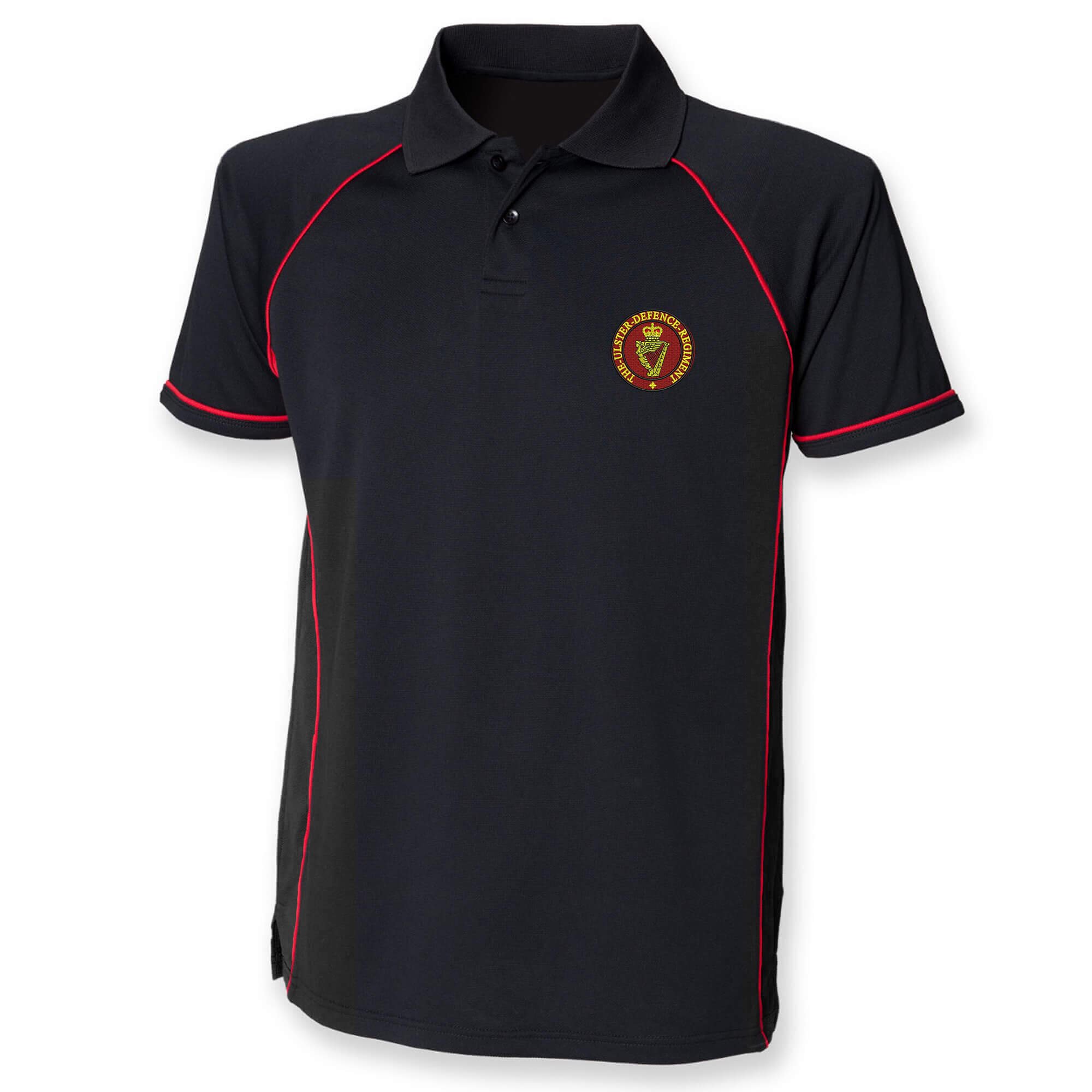 Pineapple Joe's Men's Black/Red Ulster Defence Performance Polo - 2X Large