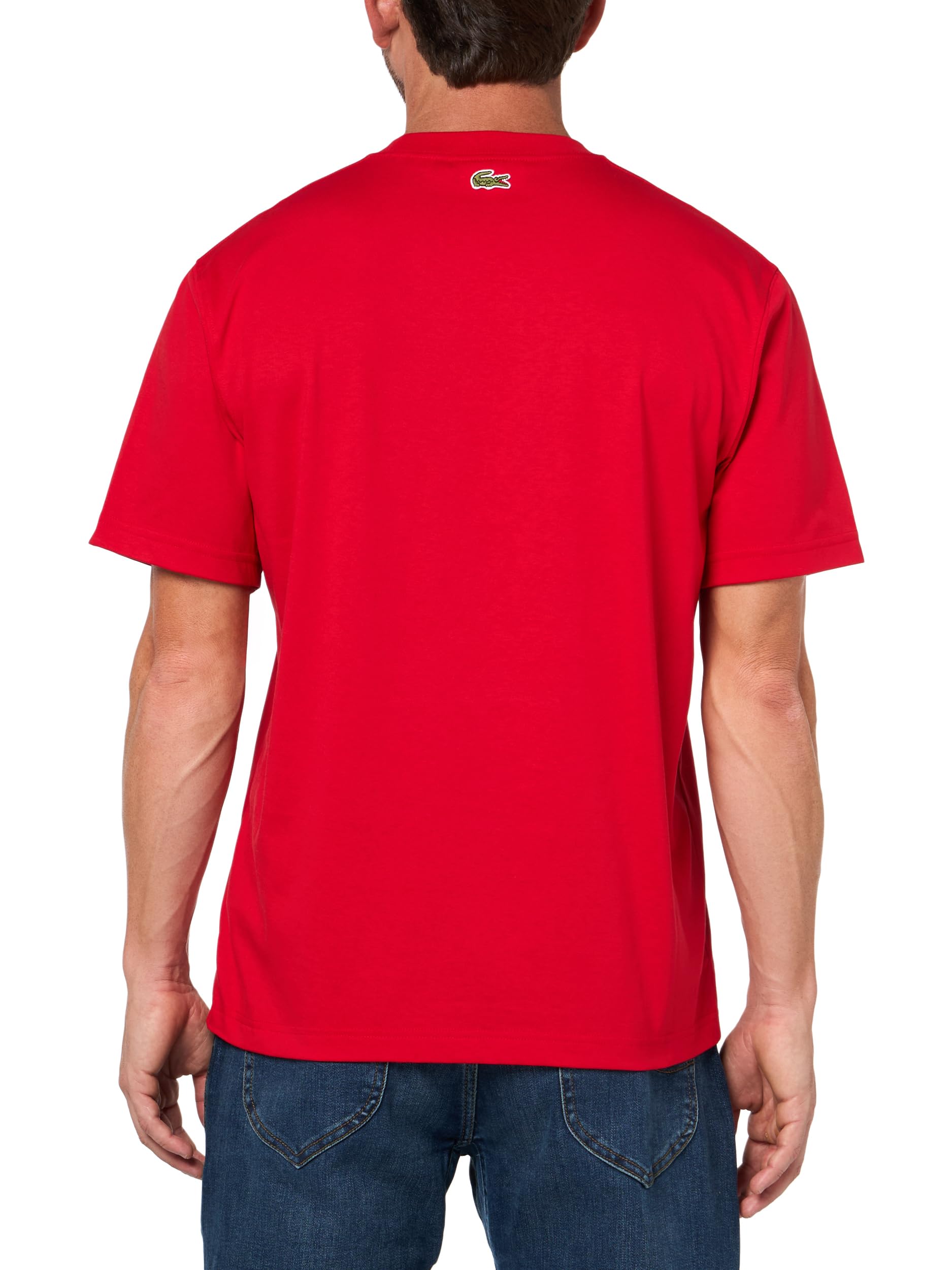 Lacoste Camiseta de Manga Corta con Cuello Redondo para Hombre, Ajuste clásico, Cuello Redondo, Manga Corta, Ajuste clásico (Paquete de 1), Rosso, S