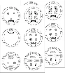 12 peças de adesivos de mostradores de fogão para queimador, fogão, fogão superior, forno, substituição, botão adesivo, símbolos, kit de manípulos elétricos para identificar os queimadores (preto)
