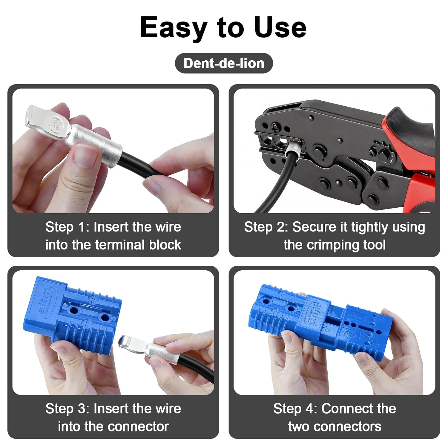 175A Battery Connector AWG 1/0 Quick Connect Battery Modular Power Connectors Quick Disconnect (Blue)