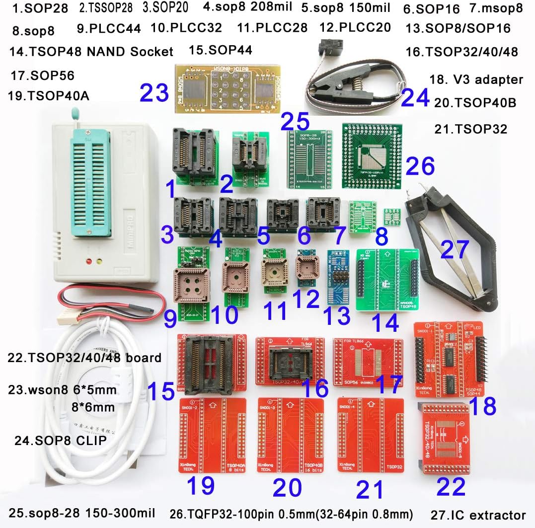 Best Quality π₯ SETCTOP xgecu TL866II Plus USB chip Programmer +27 Adapter Socket minipro tl866ii SOP8 Clip 1.8V nand nor Flash 24 93 25 mcu Bios EPROM AVR eprom π Crazy Deals SETCTOP xgecu TL866II Plus USB chip Programmer +27 Adapter Socket minipro tl866ii SOP8 Clip 1.8V nand nor Flash 24 93 25 mcu Bios EPROM AVR eprom
