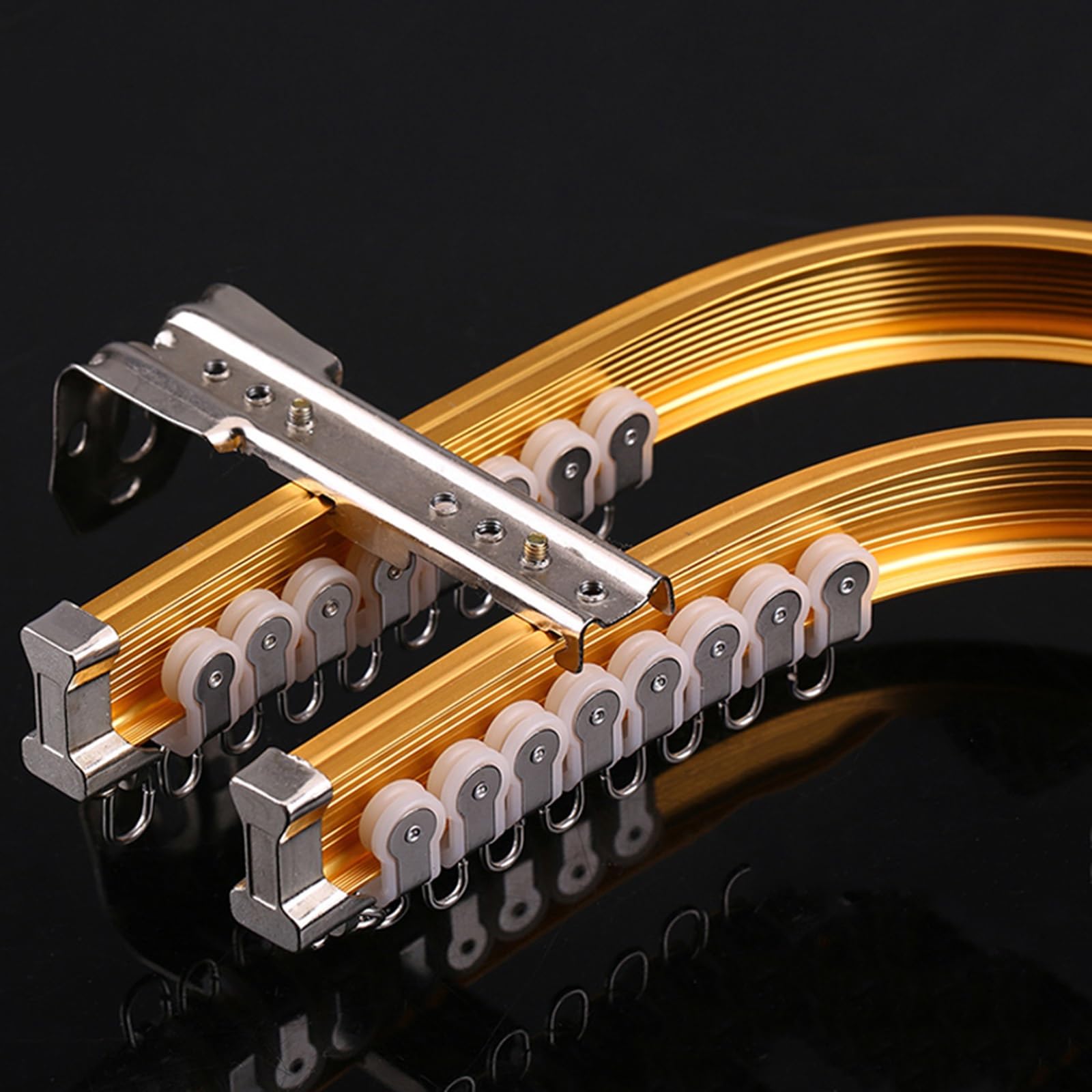 Curved Room Divider Ceiling Track For Curtains Bendable Bay Window Curtain Track Flexible Aluminum Curtain Rod Fits All Shape Of Window Easy To Install(Color:B-Wall,Size:Double-2m/6.6ft)