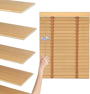 HIAPES Cordless 2 Inch Faux Wood Blinds for Indoor Windows - Custom Sizes