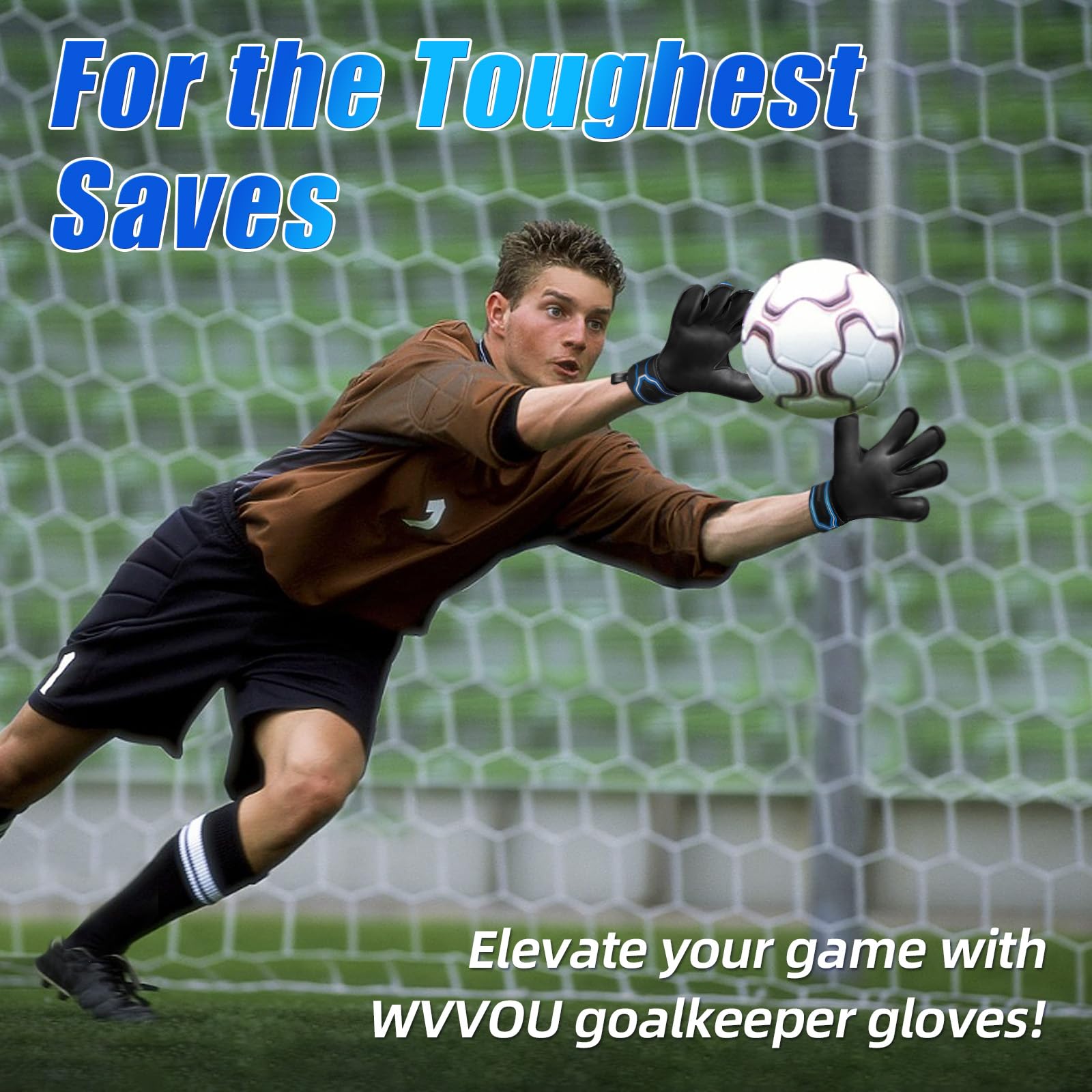 Gants de gardien de but de football pour adolescents et adultes, gants de gardien de but de niveau professionnel, gants de football haute performance avec protection du dos des doigts Pro-Tek, 4 + 3