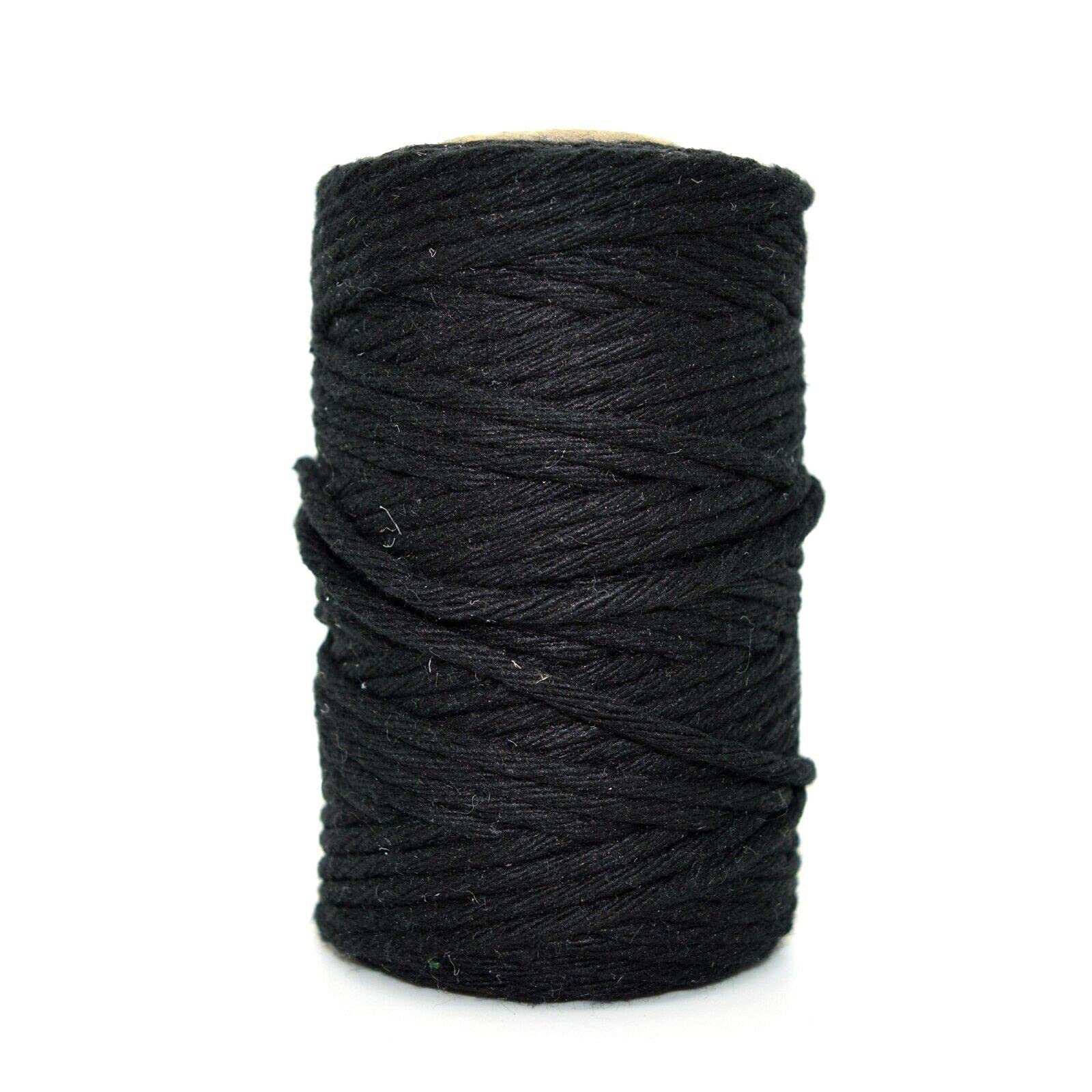 SolaDirect Premium Black Macrame Cord Twine50 M / 164 Ft Of 3 mm Thick Natural Cotton Thread Yarn Macrame Rope (Reel) from B&Q