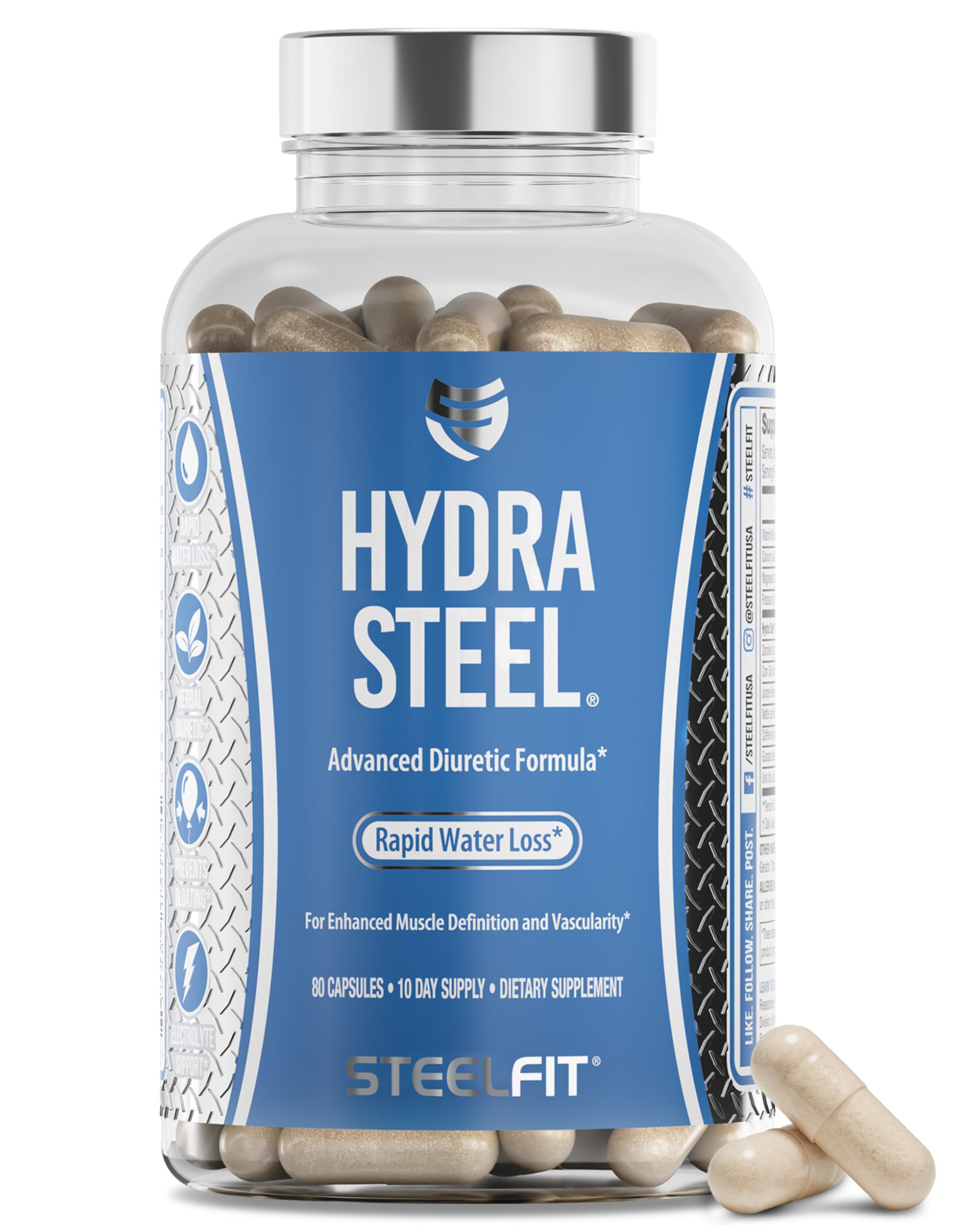 SteelFit Hydra Steel, Diuretic Water Pills Supplement - 80 Count