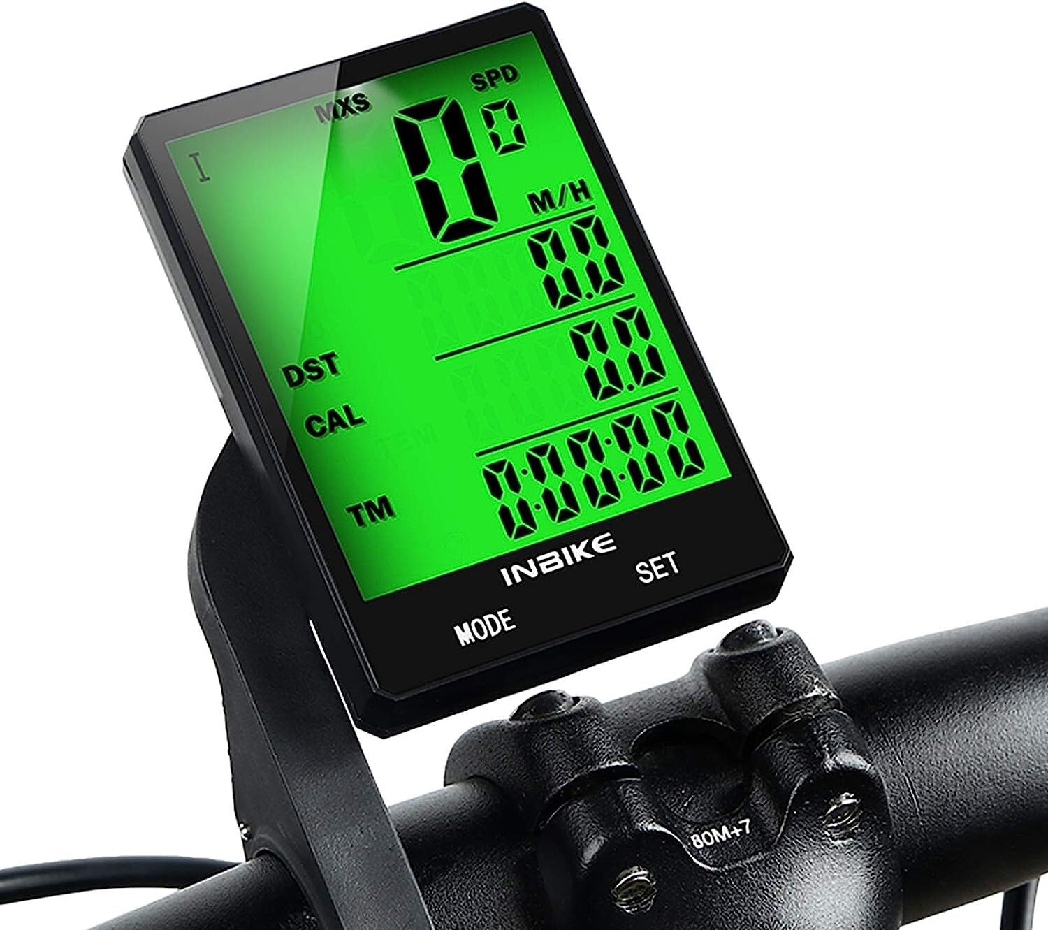 WDX- 2,8-calowy bezprzewodowy komputer rowerowy Wielofunkcyjny, odporny na deszcz rowerowy licznik kilometrów Prędkościomierz rowerowy Stoper Pomiar prędkości (Color : Green)
