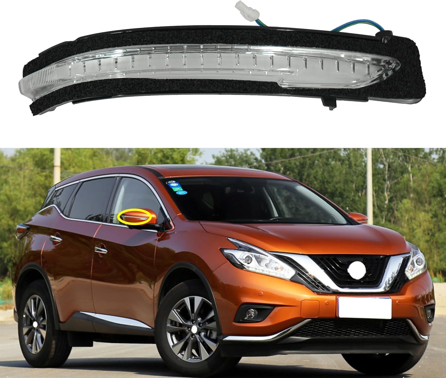 1 Pcs Right Side Rearview Mirror Turn Signal Light Clear Lens Car Outside Door Mirror Turn Signal Light Lamps Replace 26160-4CL0B Fit For Nissan Murano 2015-2018