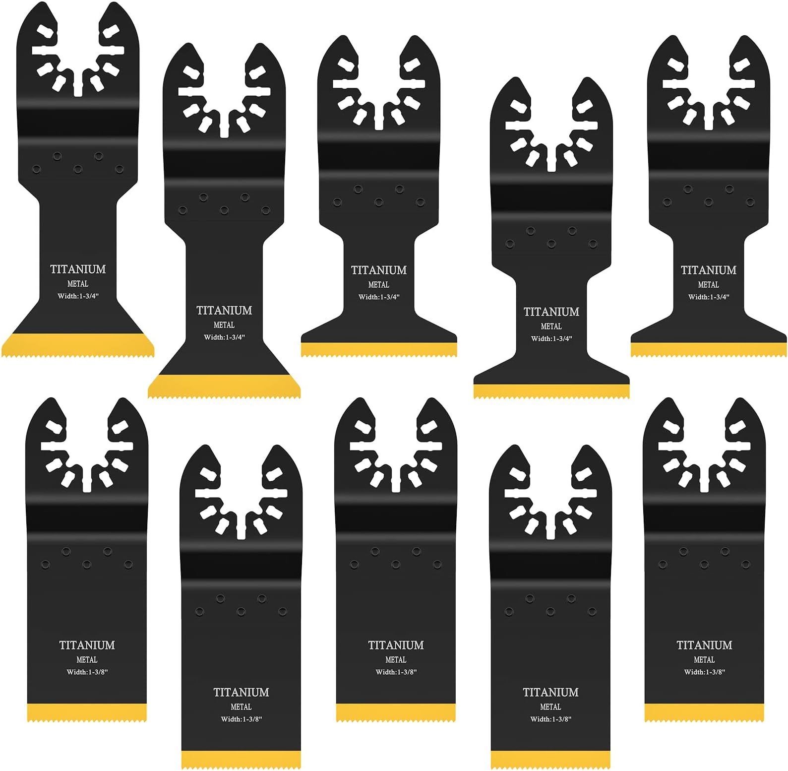 JTWEB Titanium Oscillating Tool Blade, 10PCS Oscillating Saw Blades Metal Cutting Multi Tool Blades Kits Wood and Metal Nails Plastic, Multitool Blades fit Dewalt Milwaukee Bosch Dremel Rockwell
