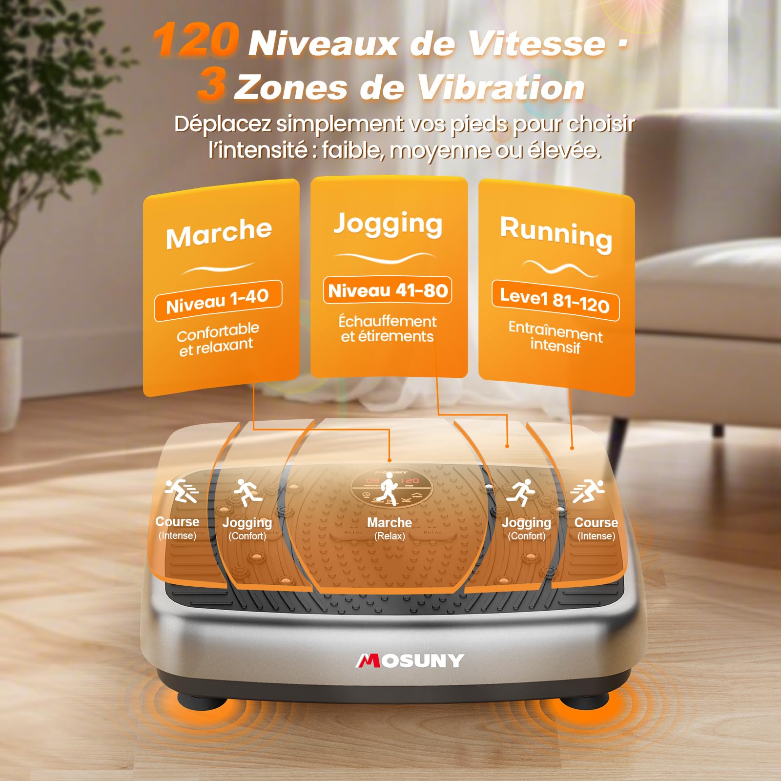 Plateforme Vibrante Perte de Poids, Plateforme Vibrante de Massage Lymphatique, Modèle 2025 Amélioré à Double Moteur Plaque Vibrante, Capacité de 204 kg, 1 à 120 Niveaux