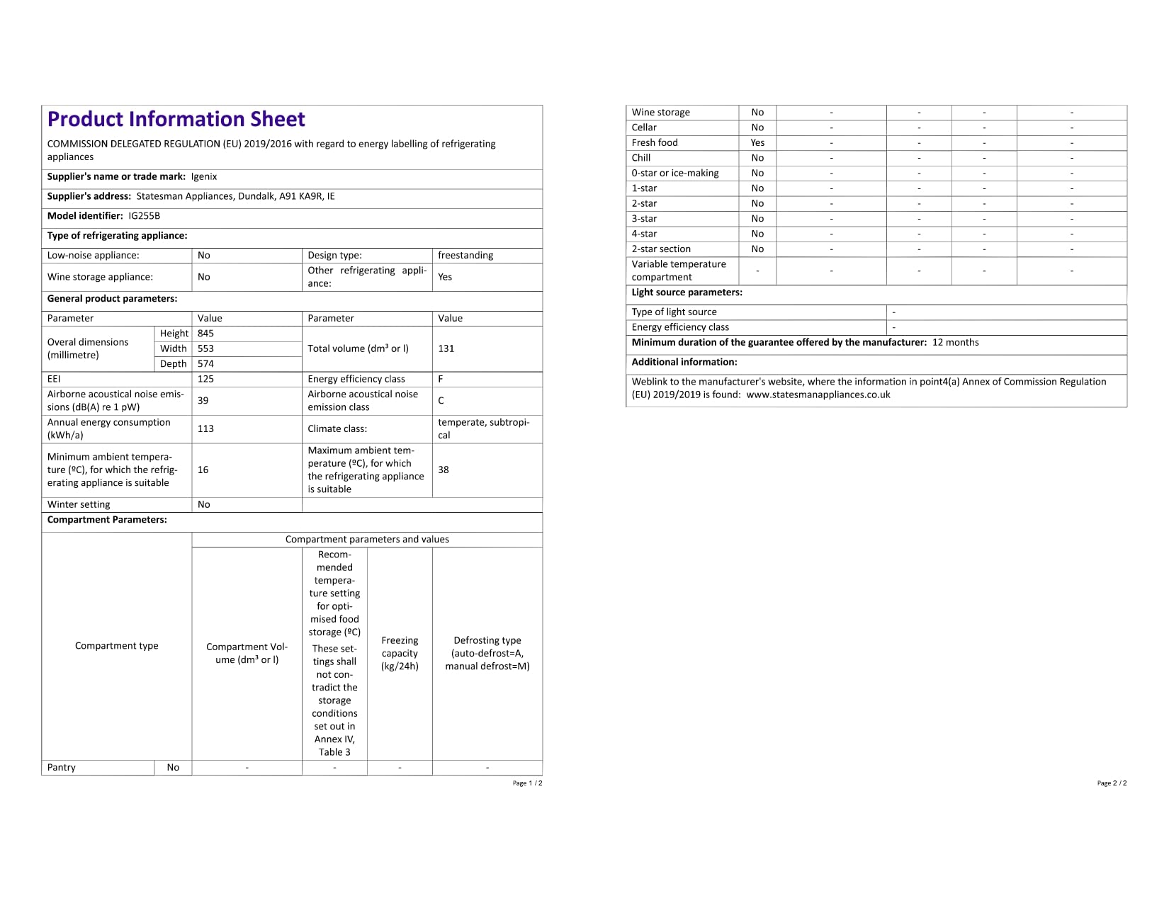 Russell Hobbs RH47UCFF1R Freestanding Undercounter Fridge Freezer, LED