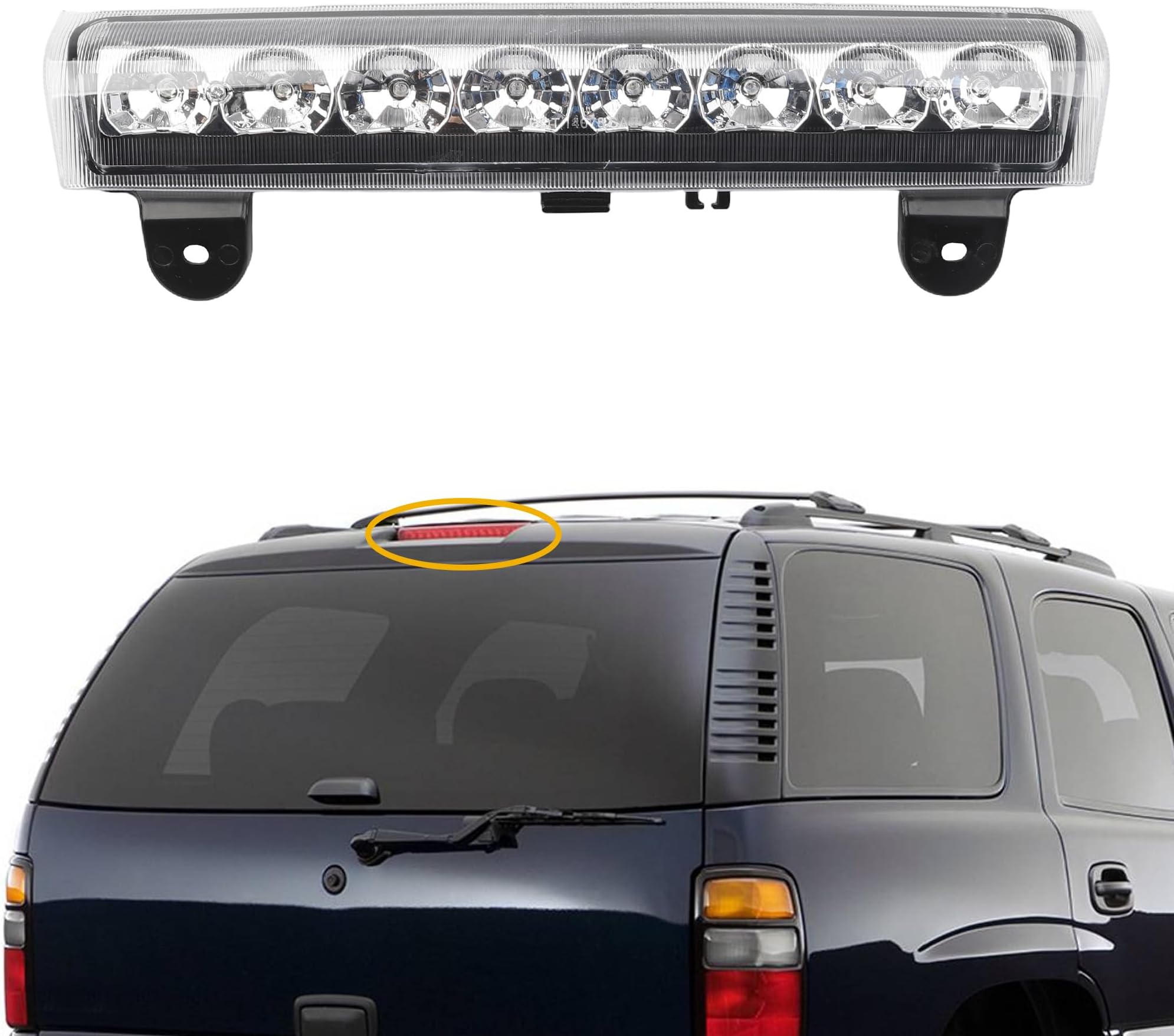 Dasbecan LED 3rd High Mount Brake Light White Carge Light Compatible with 2000-2006 Chevrolet Suburban 1500/2500 Tahoe GMC Yukon 1500/2500 Replaces# 15170955 923-203 GM2890107