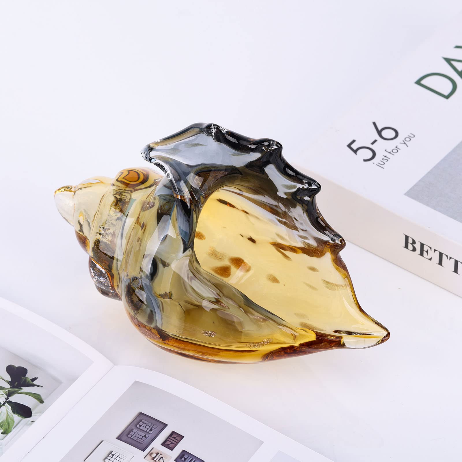 ガラス工芸　巻き貝の置物 Amazon.co.jp: XMGZQ 手吹きガラス巻き貝像、ガラスアートの置物、貝殻