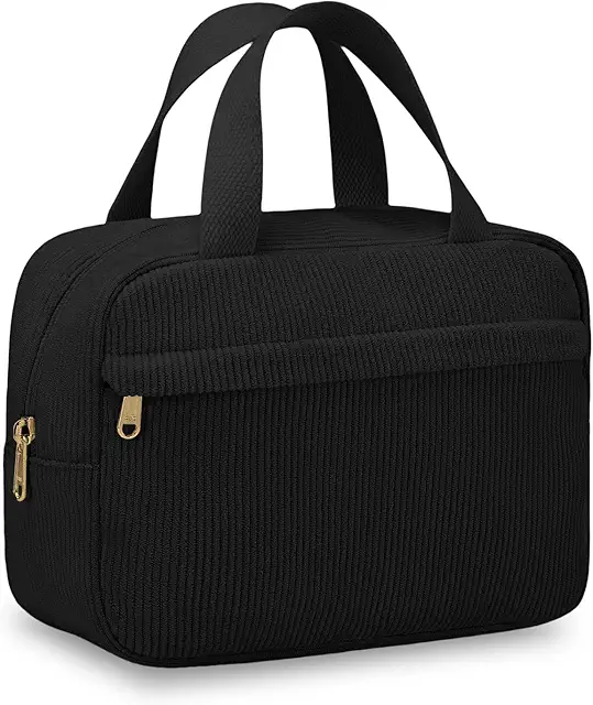 Trousse de Maquillage Voyage en Velours Côtelé - Grande Capacité Portable pour Femme et Homme