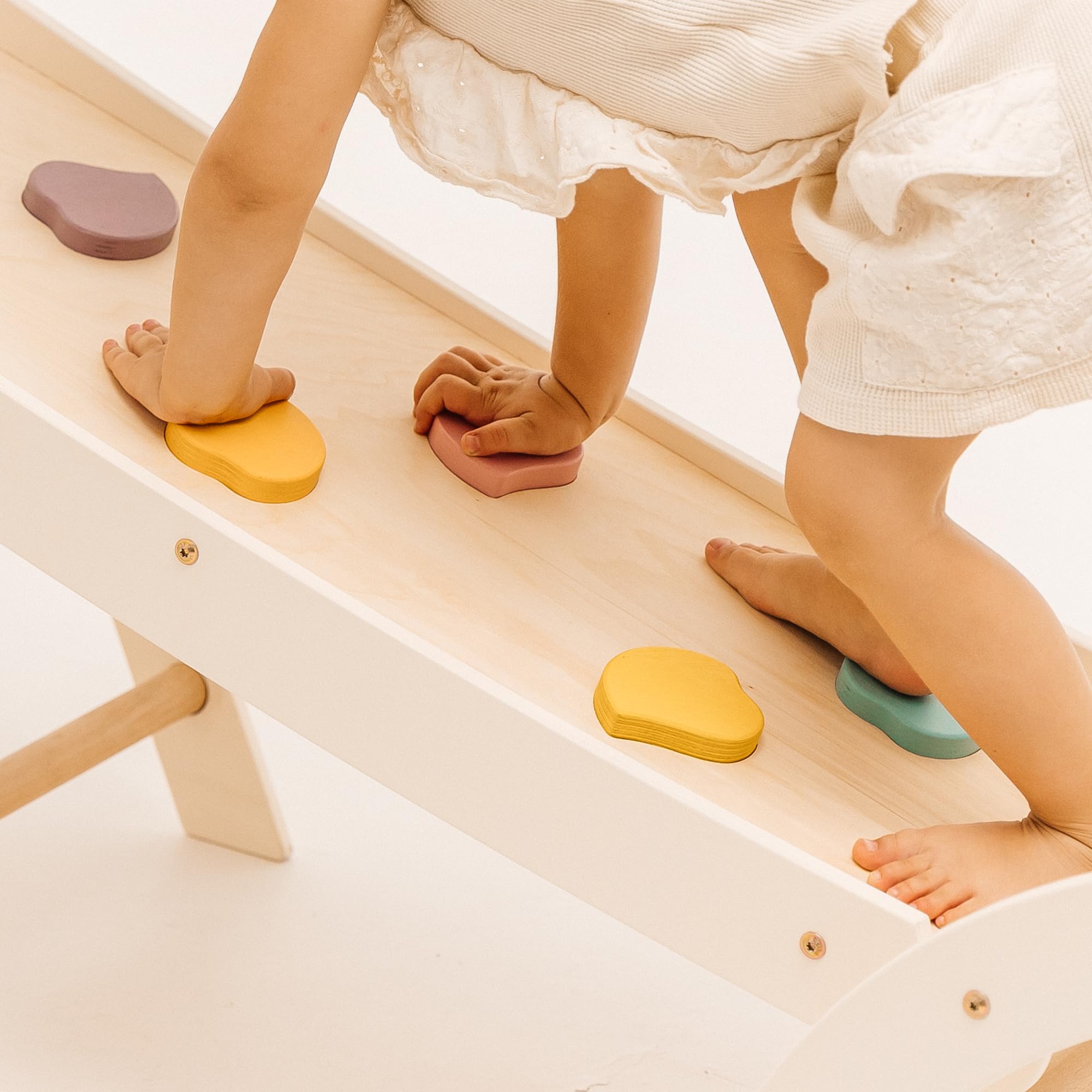 Goodevas 5-in-1 Montessori Klettergerüst Set: Indoor Kletterdreieck, Kletterbogen mit Kissen, und Rutsche für Kinder, Indoor Spielplatz 1-3 Jahre