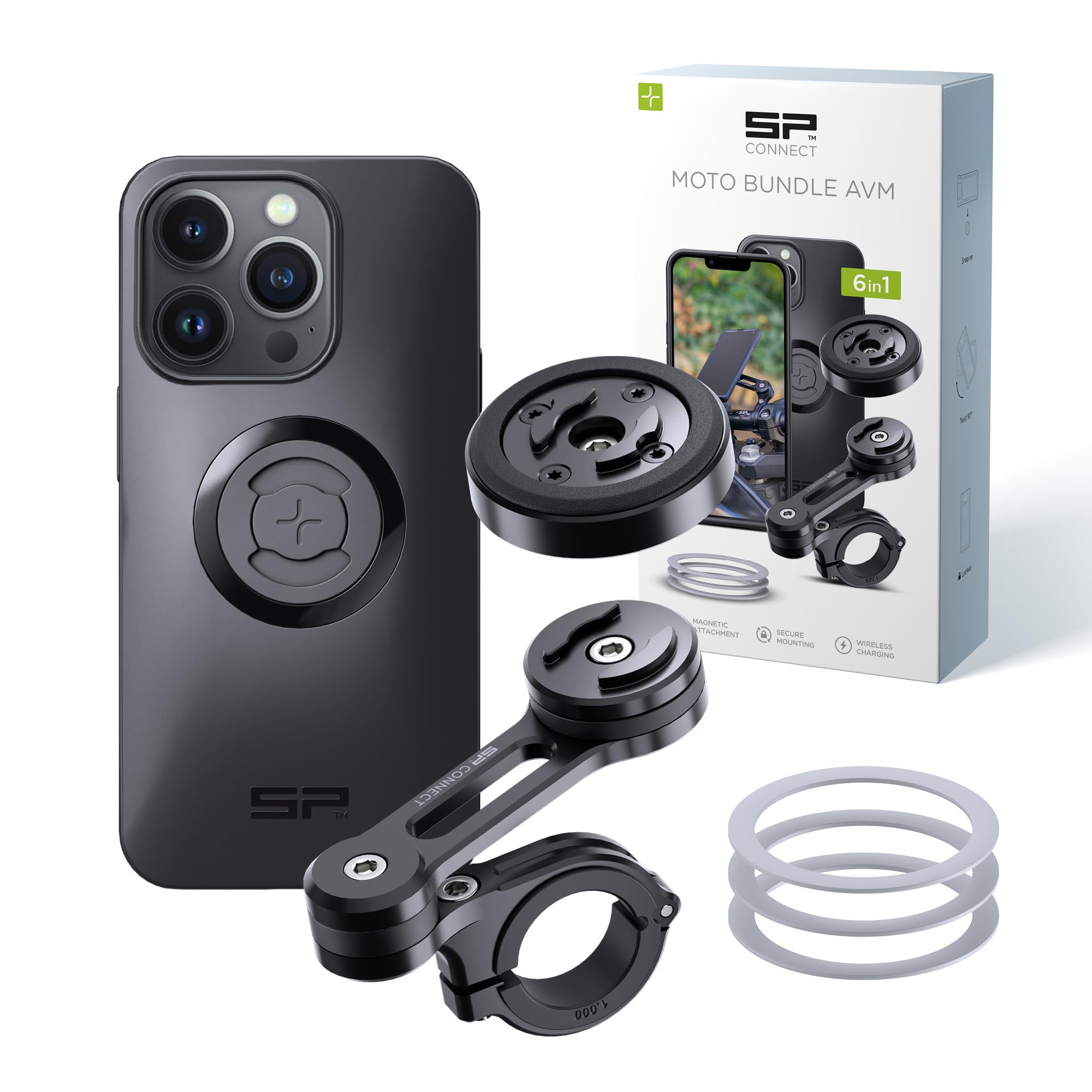 SP CONNECT Moto Bundle II con modulo anti-vibrazione | SPC+ | per iPhone 14 Pro supporto per cellulare per moto ciclomotore | accessori per tutti gli smartphone come iPhone Samsung