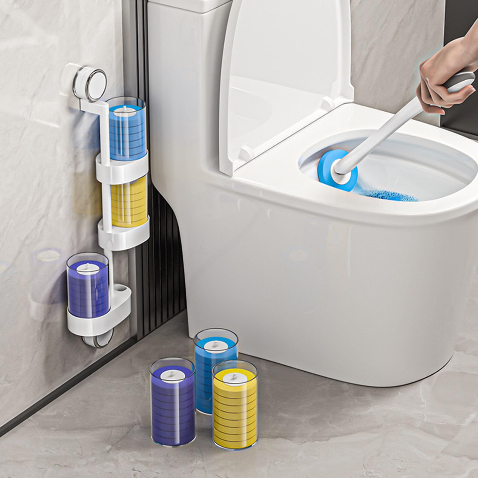 Einweg-WC-Bürstengarnitur, Ersatzkopf mit Griff, Wandhalterung, Badezimmer-Reinigungsset für Toilettenreinigung, Loo, WC, Toilette, 24 Stück