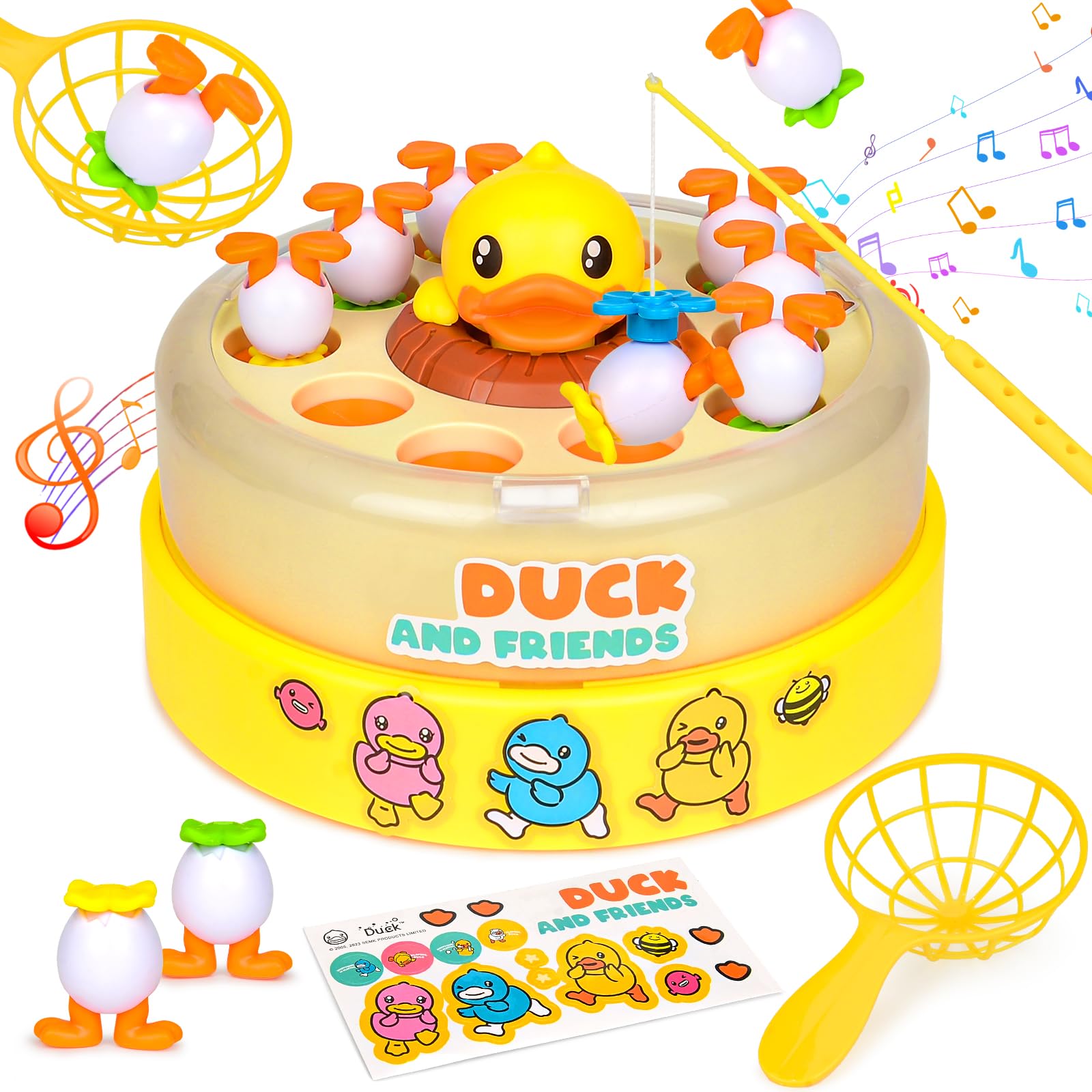 Yizemay Duck Dash Jumping Duck Game, Duck Dash Game, Pop Up Jumping Ducks Game, Magnetic Fishing Game Toys Gifts for 2 3 4 Year Old Boy Girl, Magnetic Montessori Toys for Kids