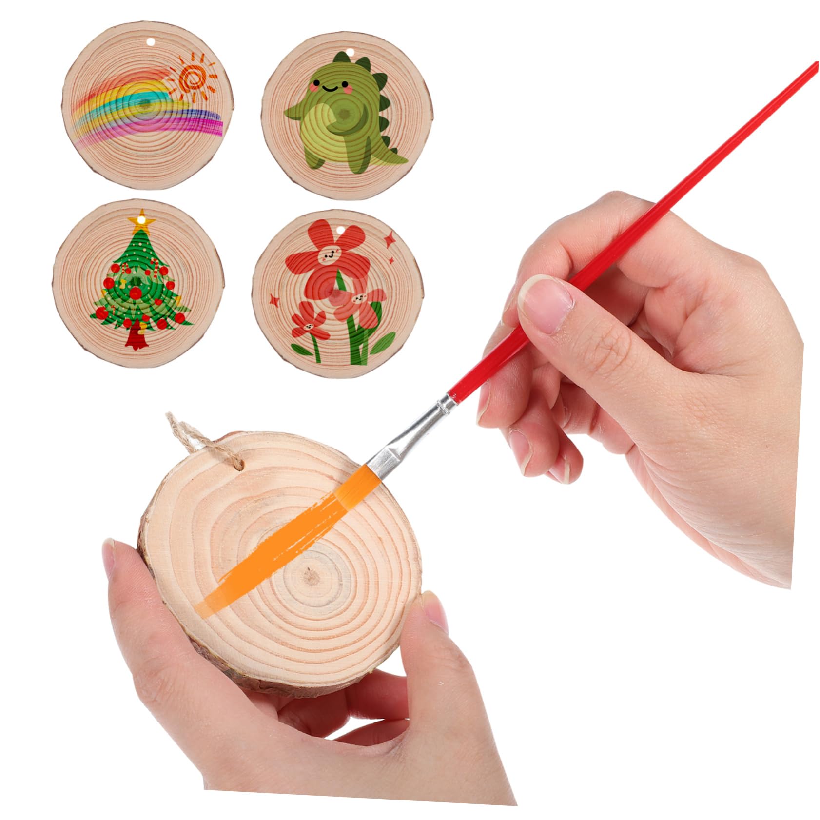 50 Stück Unbehandelte Runde Holzscheiben zum Basteln mit Juteschnur | Selbstgemacht Weihnachtsschmuck, Braun, Holzmaterial, Rustikale Naturoptik, 7–8cm, für Dekoration