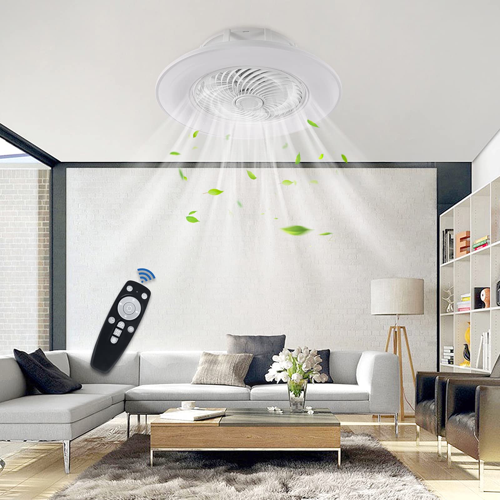 UISEBRT 90W Deckenventilator mit Beleuchtung Moderne LED Deckenleuchte Dimmbar Deckenlampe mit Ventilator & Fernbedienung Lüfterlicht für Wohnzimmer Esszimmer Schlafzimmer