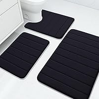 Vista 21 de Buganda - Juego de 3 alfombras de baño con espuma viscoelástica gruesa y suave, absorbentes, antideslizantes, lavables, distintos tamaños